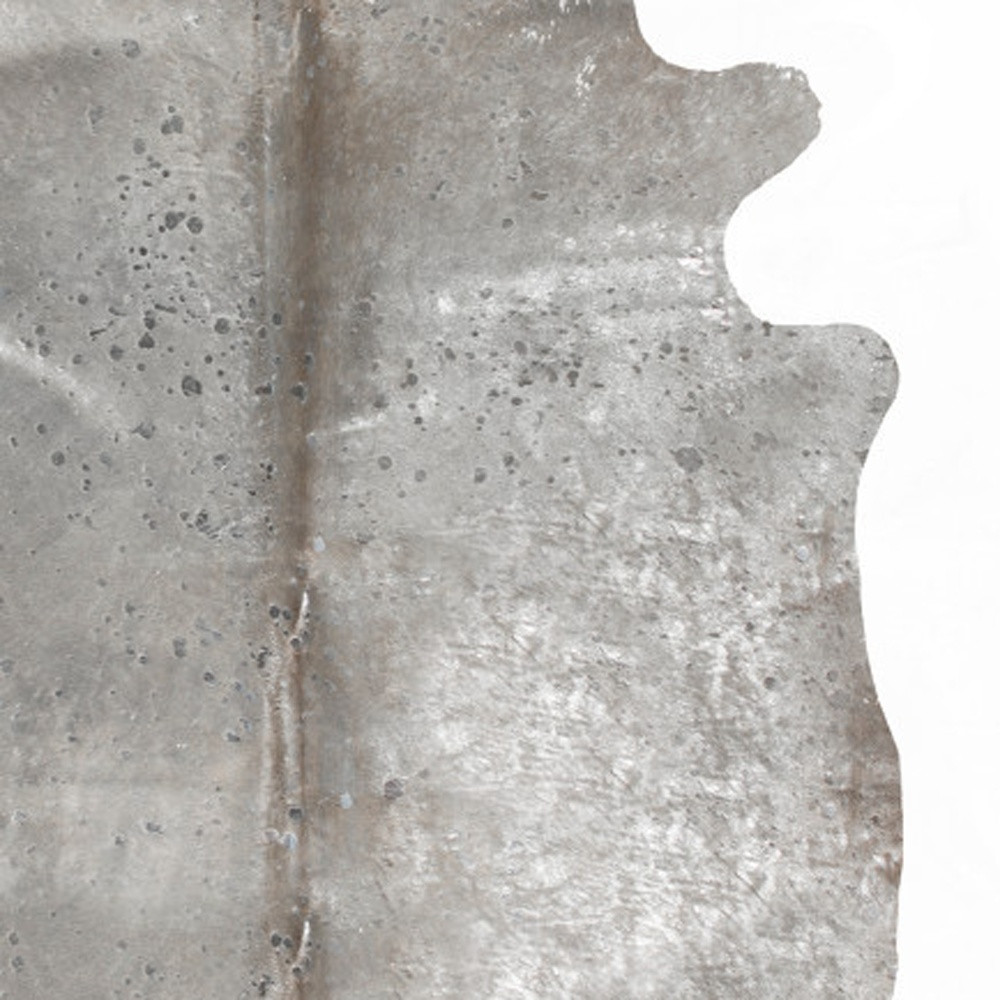 5" X 7" Gray and Silver Genuine Cowhide Hand Knotted Area Rug