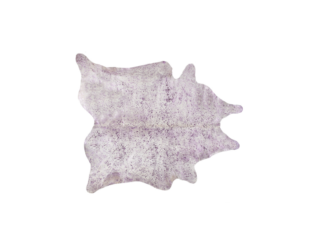 5" X 7" Gray and Pink Cowhide Hand Knotted Area Rug