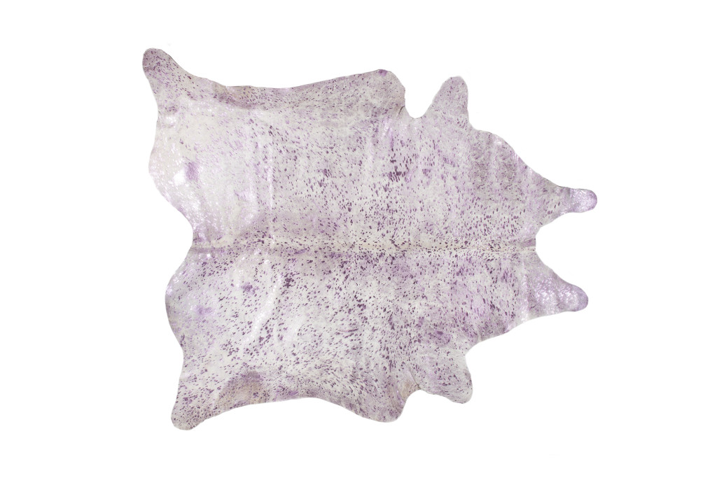 5" X 7" Gray and Pink Cowhide Hand Knotted Area Rug