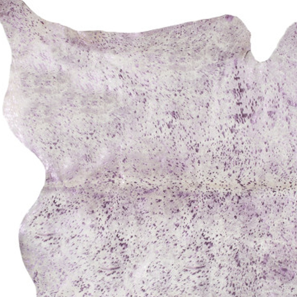 5" X 7" Gray and Pink Cowhide Hand Knotted Area Rug