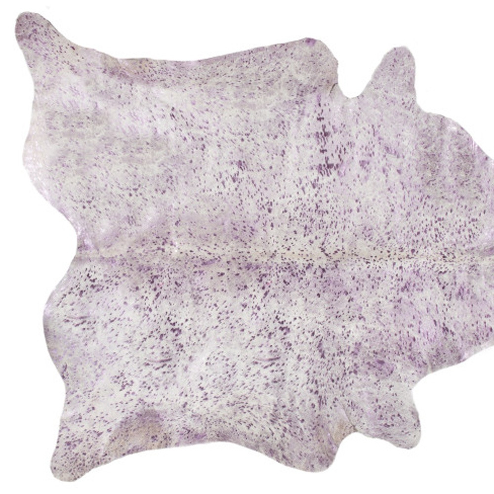 5" X 7" Gray and Pink Cowhide Hand Knotted Area Rug