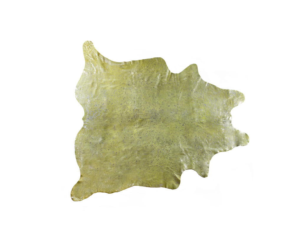 5" X 7" Green and Silver Cowhide Hand Knotted Area Rug