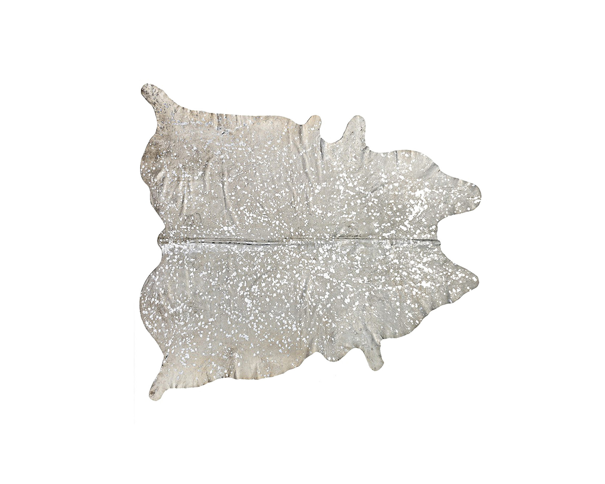 6" X 7" Silver and Ivory Cowhide Hand Knotted Area Rug