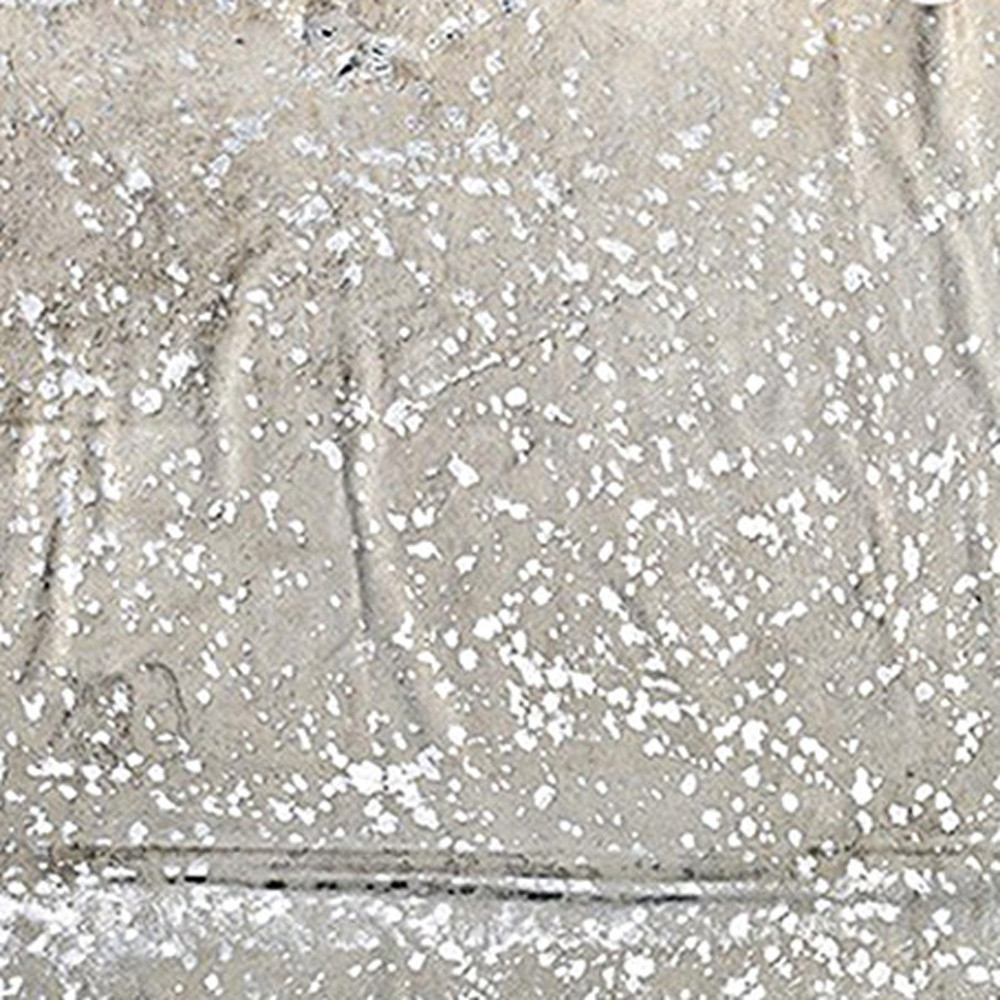 6" X 7" Silver and Ivory Cowhide Hand Knotted Area Rug