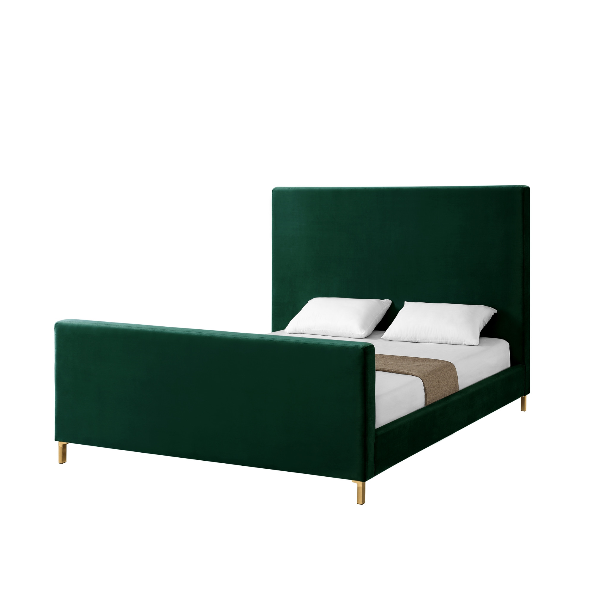 Hunter Green Solid Wood King Upholstered Velvet Bed-544767-1