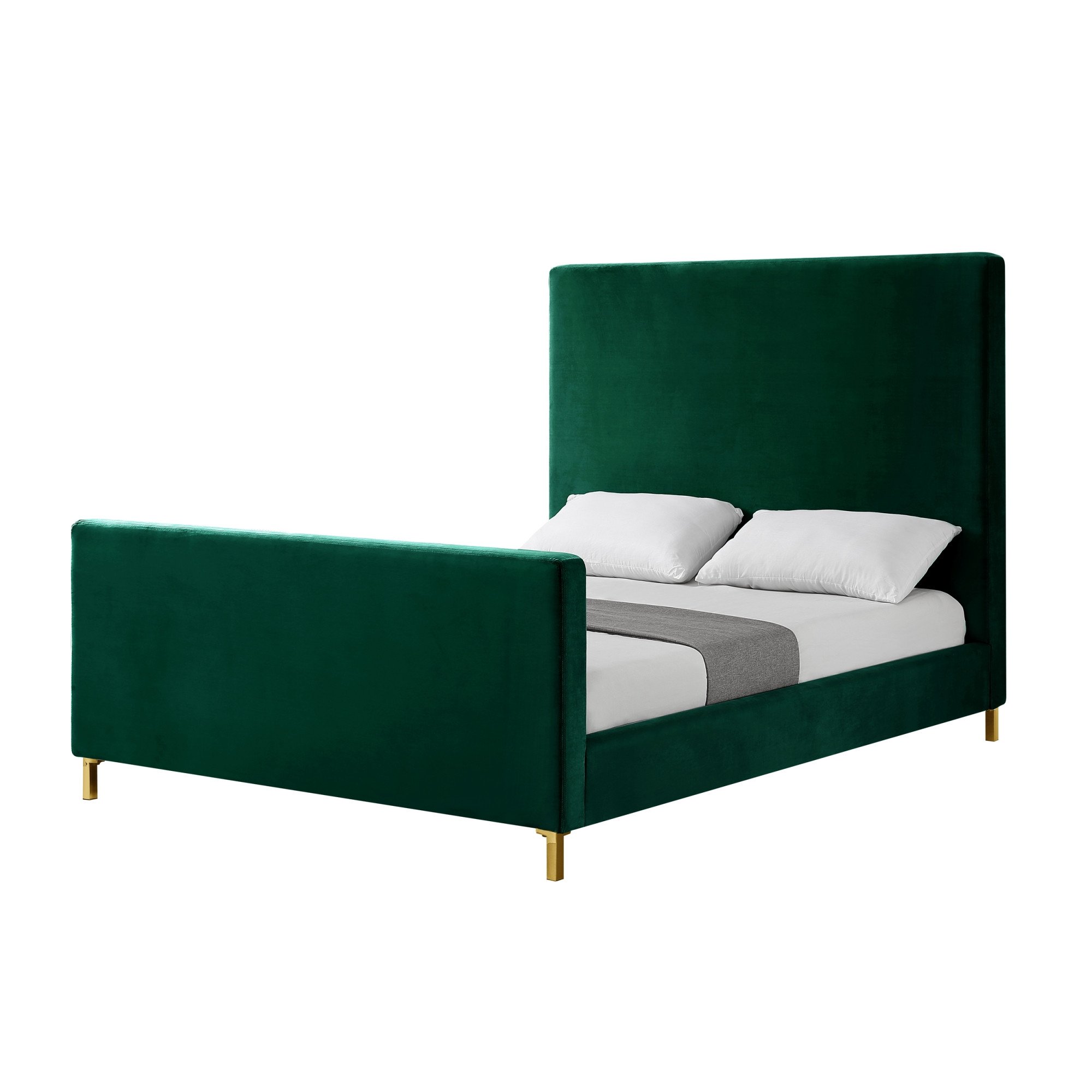 Hunter Green Solid Wood Queen Upholstered Velvet Bed-544768-1