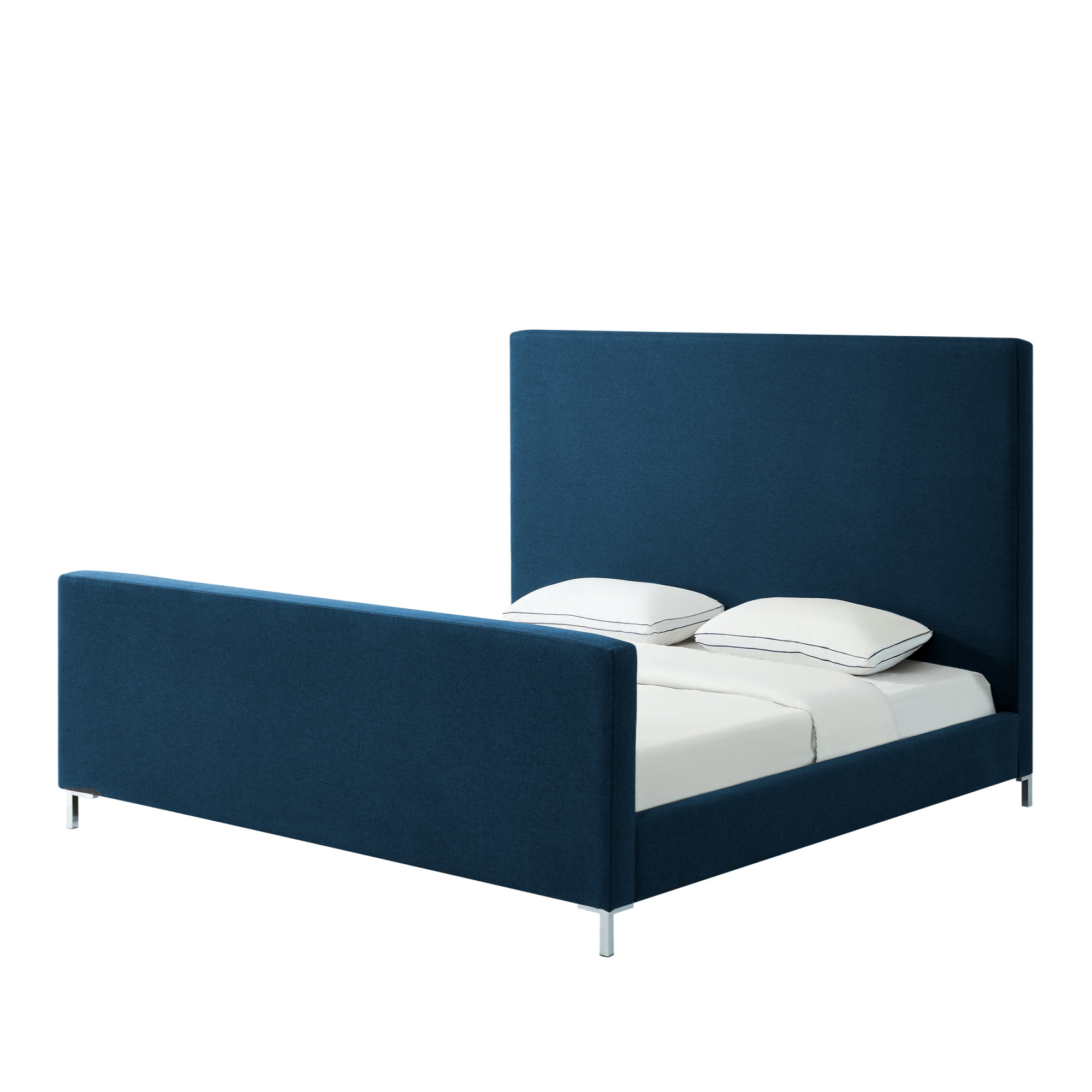 Denim Blue Solid Wood King Upholstered Linen Bed-544775-1