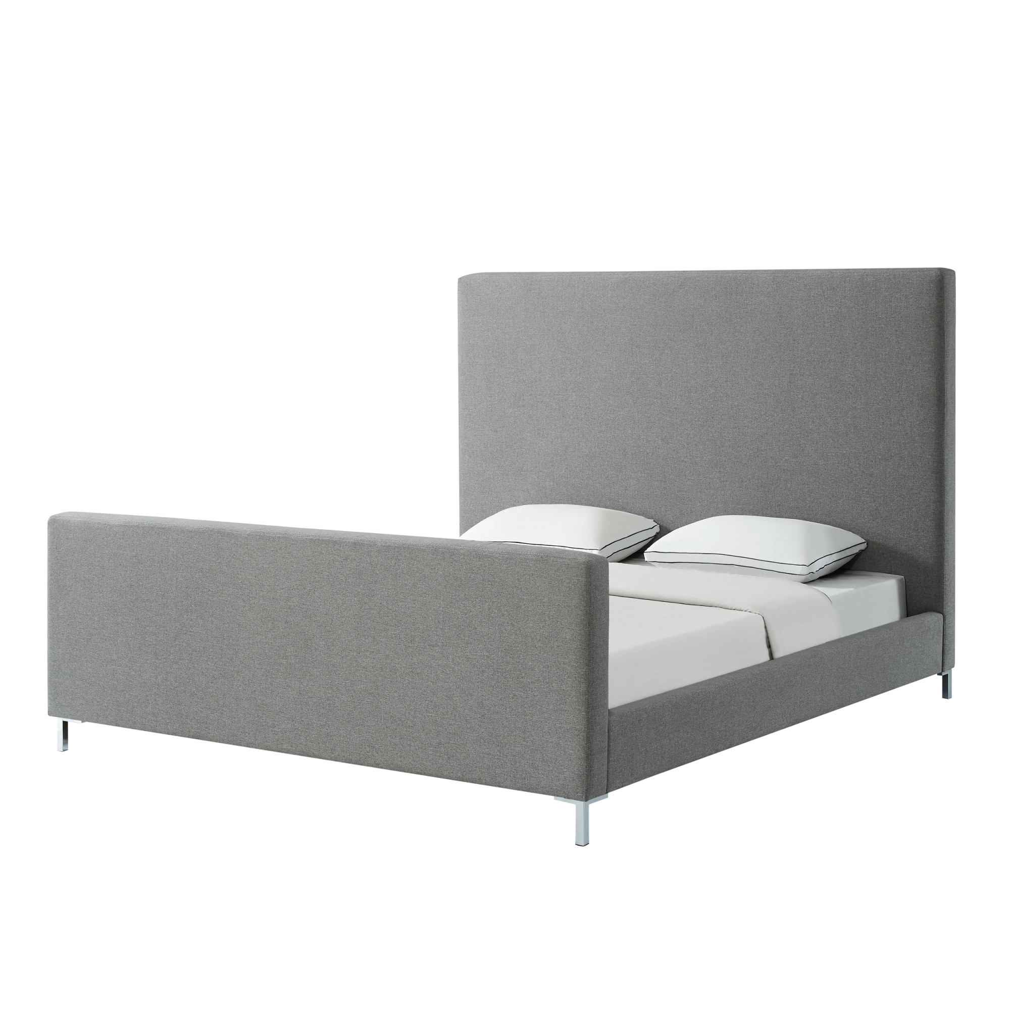 Gray Solid Wood Queen Upholstered Linen Bed-544778-1