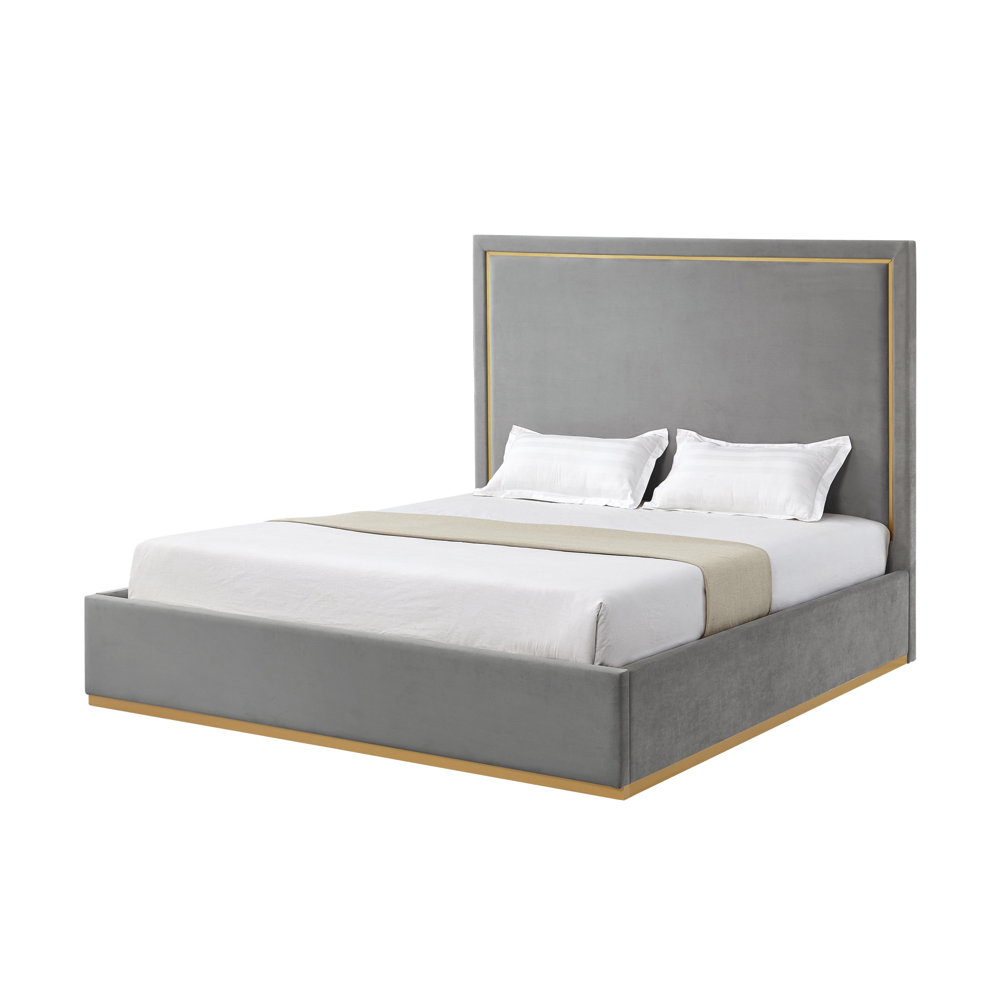 Gray Solid Wood King Upholstered Velvet Bed-544798-1