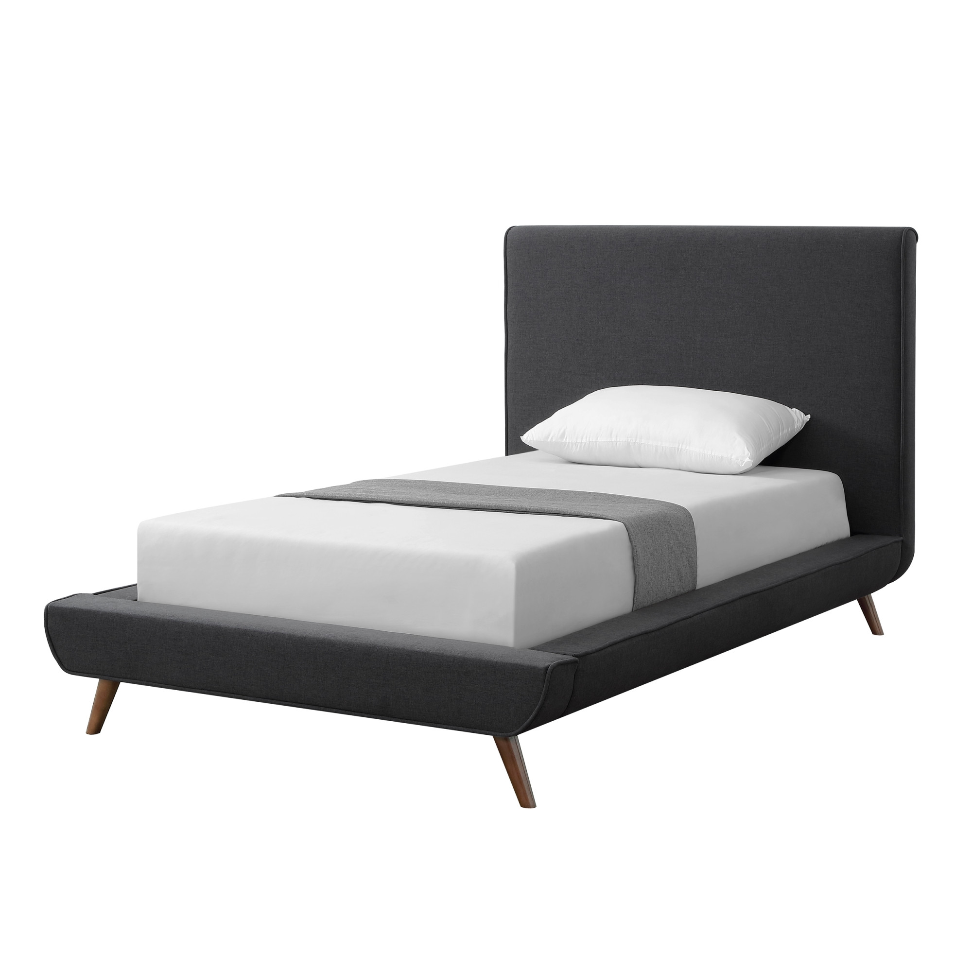 Charcoal Solid Wood Twin Upholstered Linen Bed-544840-1