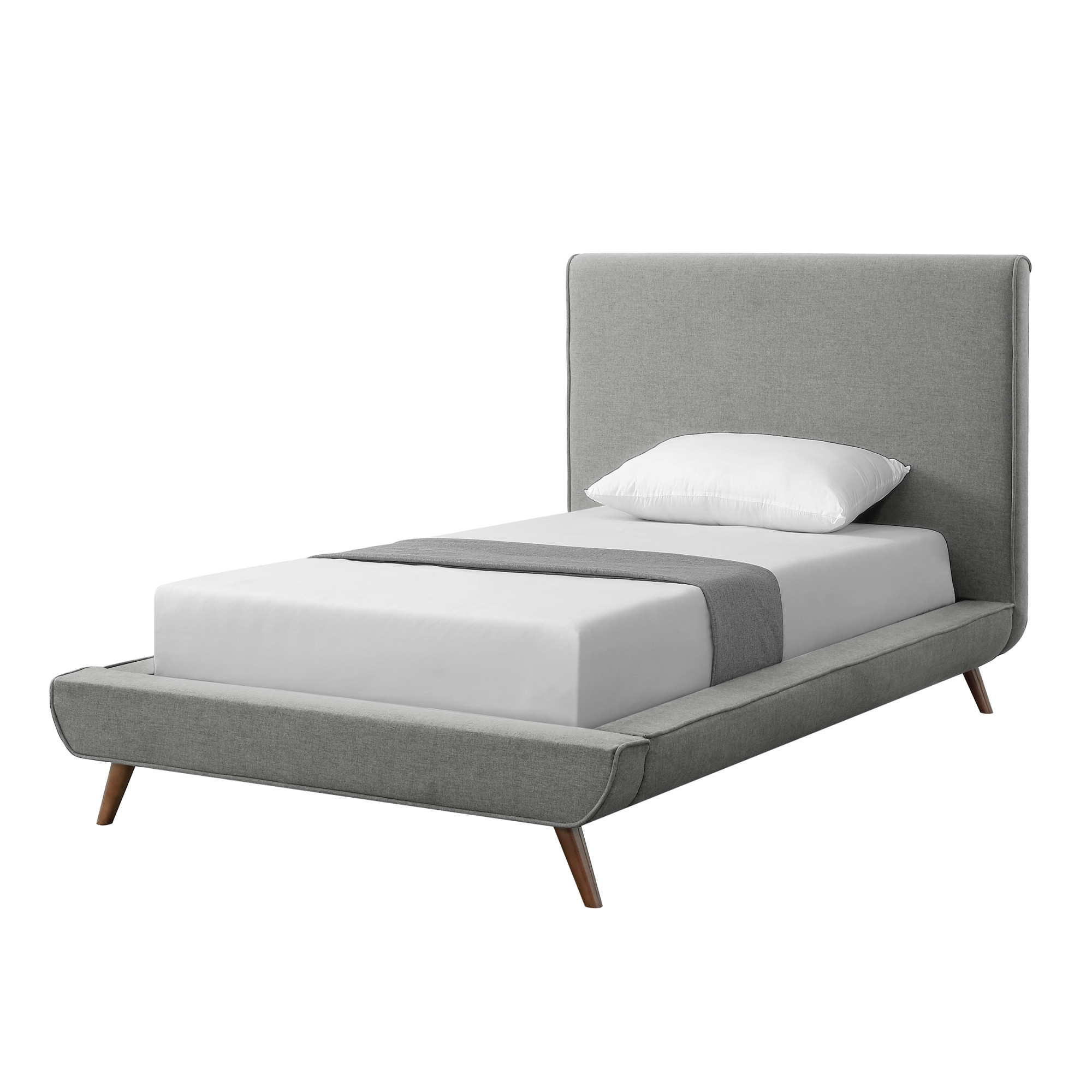 Gray Solid Wood Twin Upholstered Linen Bed-544846-1