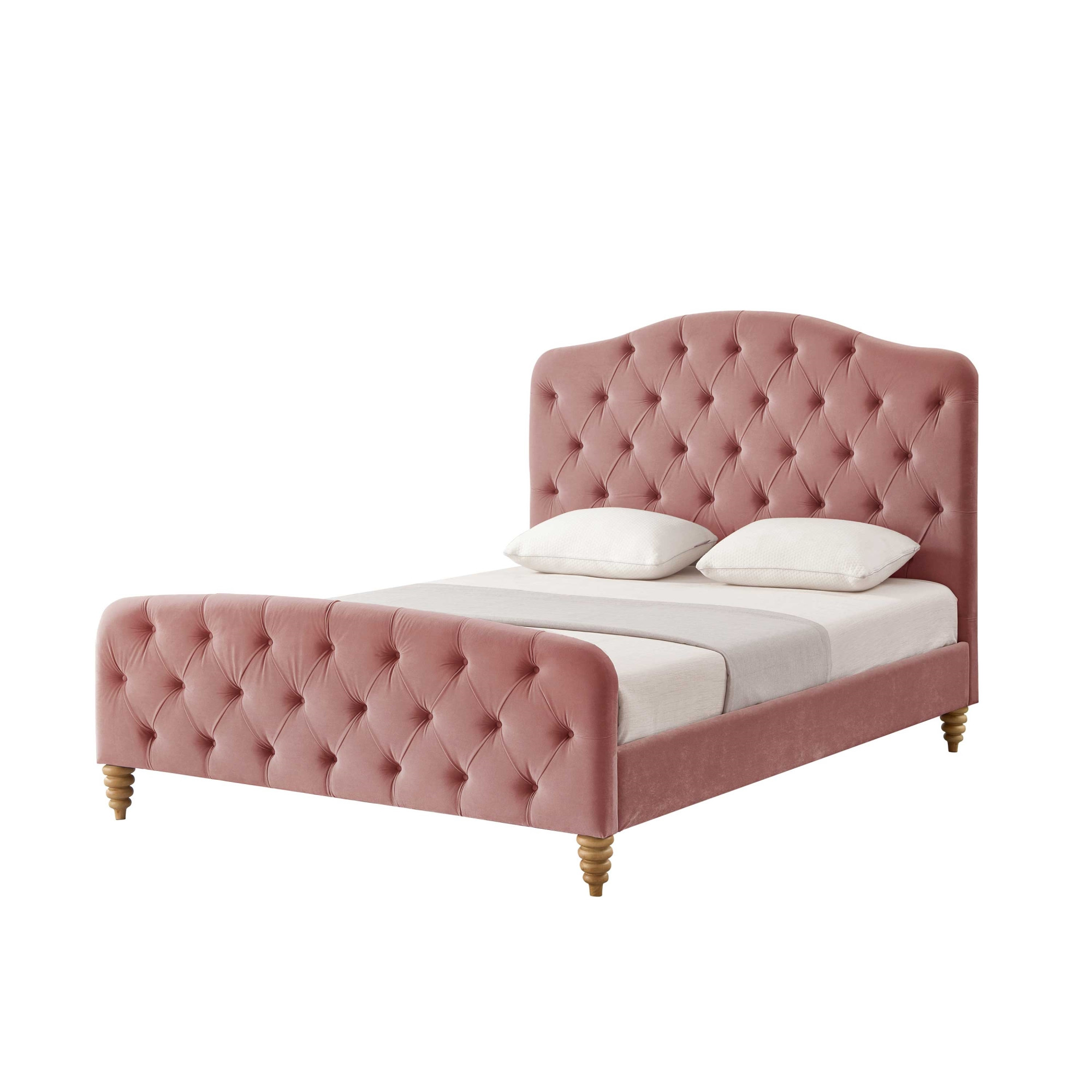 Blush Solid Wood Twin Tufted Upholstered Velvet Bed-544890-1