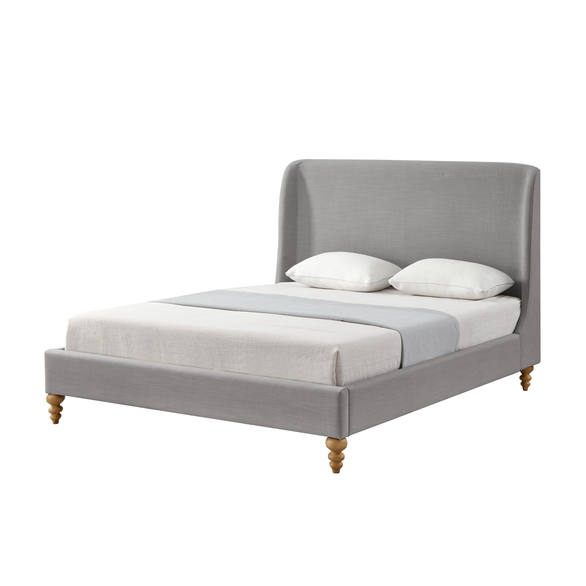 Gray Solid Wood Queen Upholstered Linen Bed-544902-1