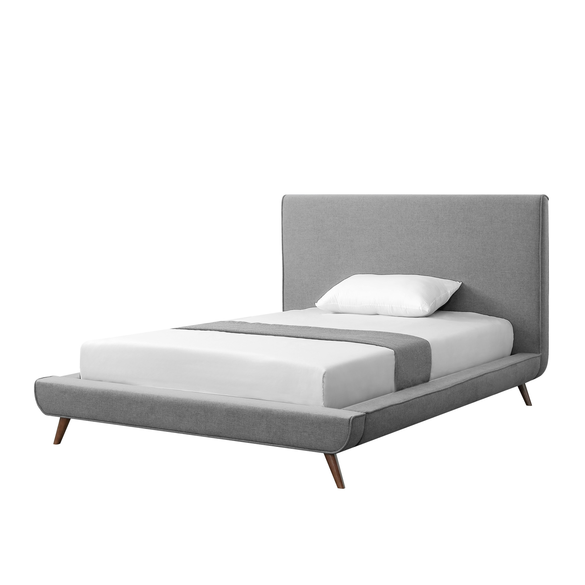 Gray Solid Wood Full Upholstered Linen Bed-544941-1