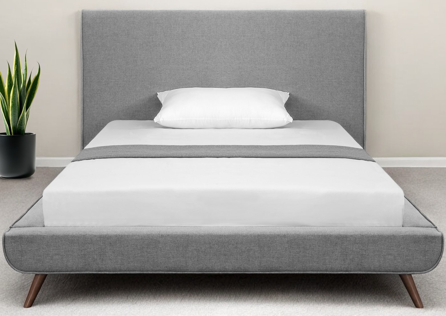 Gray Solid Wood Full Upholstered Linen Bed-544941-1