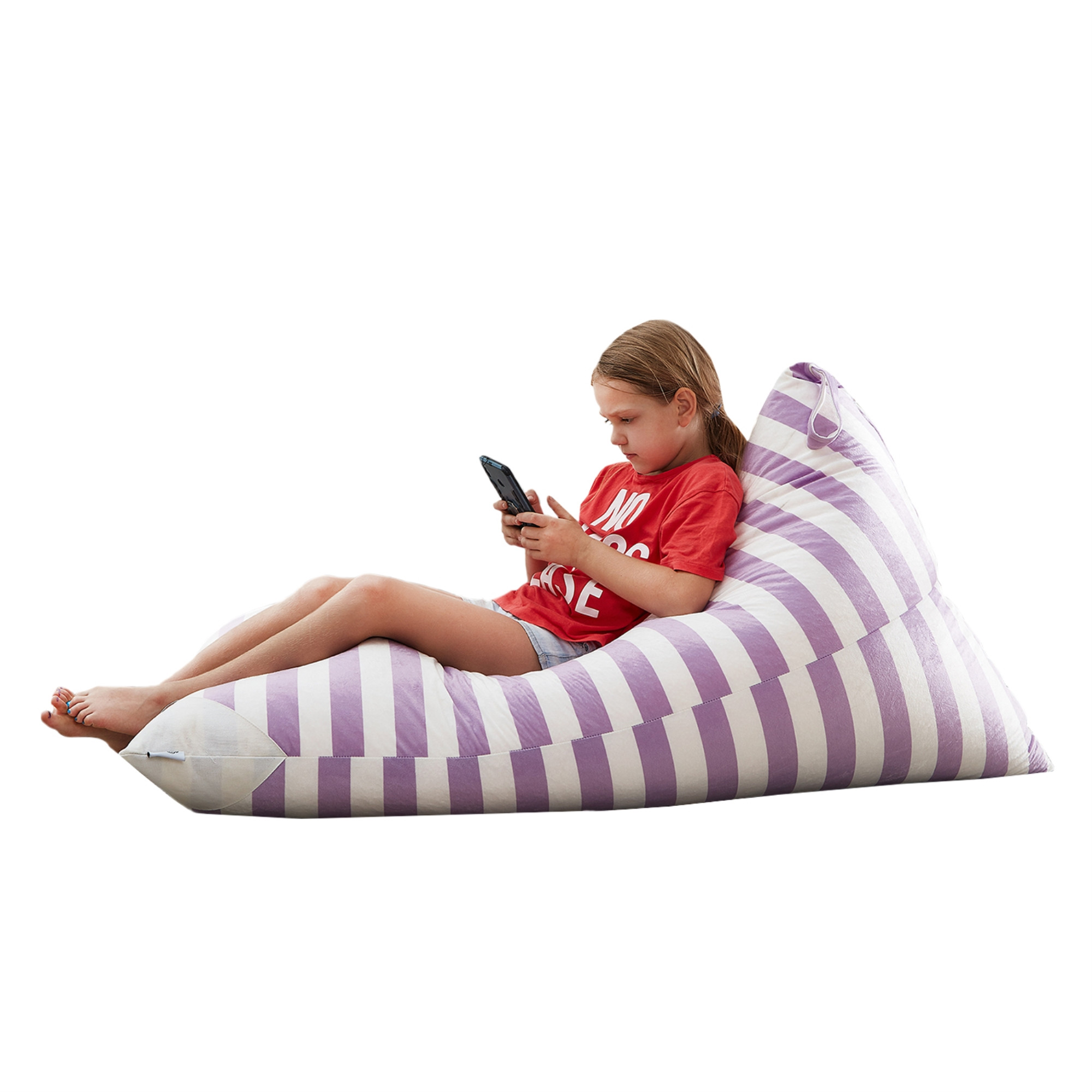 35" Purple and White Microfiber Specialty Striped Pouf Cover-546270-1