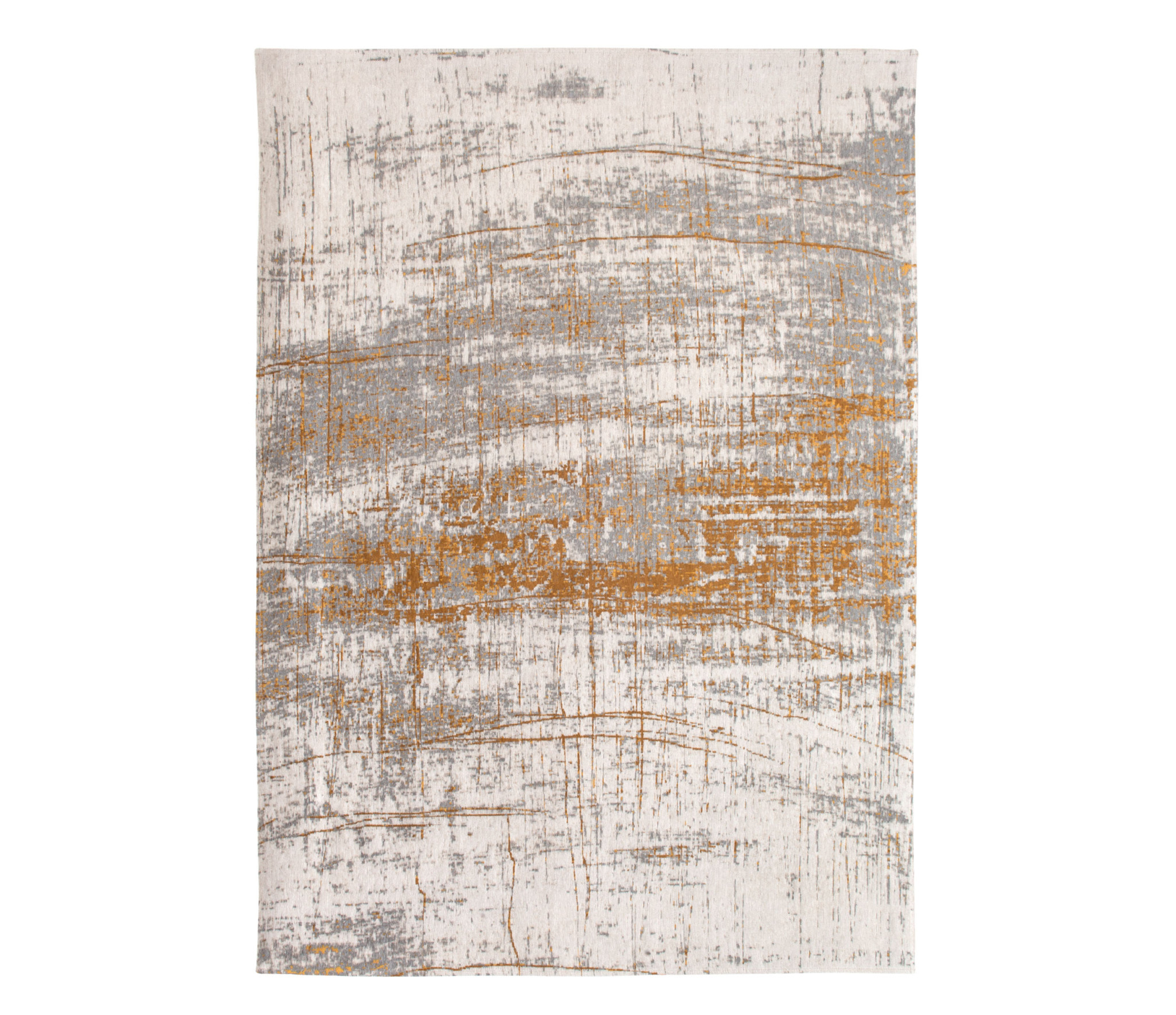 5" X 7" Gray and Gold Abstract Non Skid Area Rug