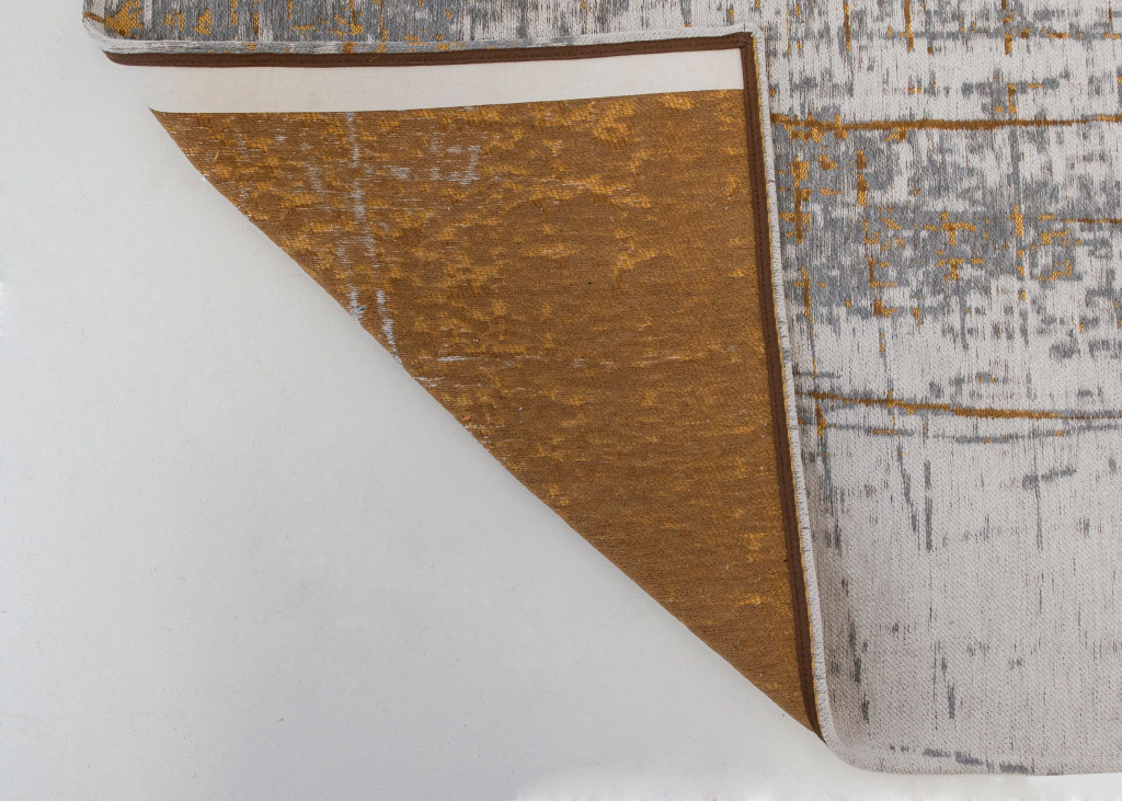 5" X 7" Gray and Gold Abstract Non Skid Area Rug