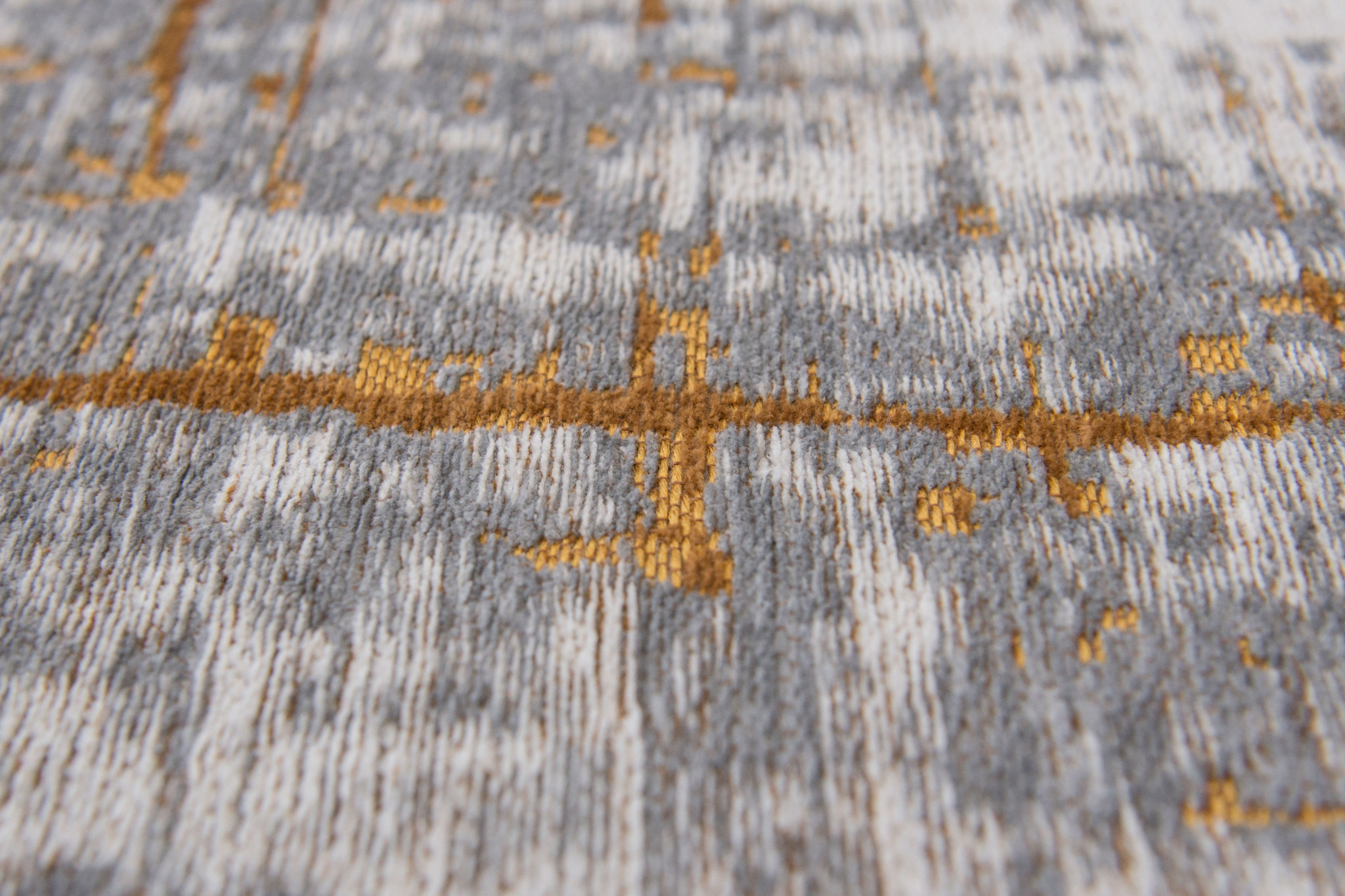 5" X 7" Gray and Gold Abstract Non Skid Area Rug