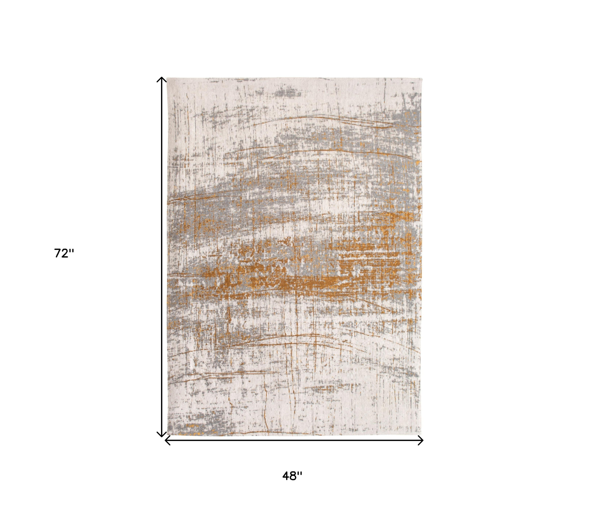 5" X 7" Gray and Gold Abstract Non Skid Area Rug