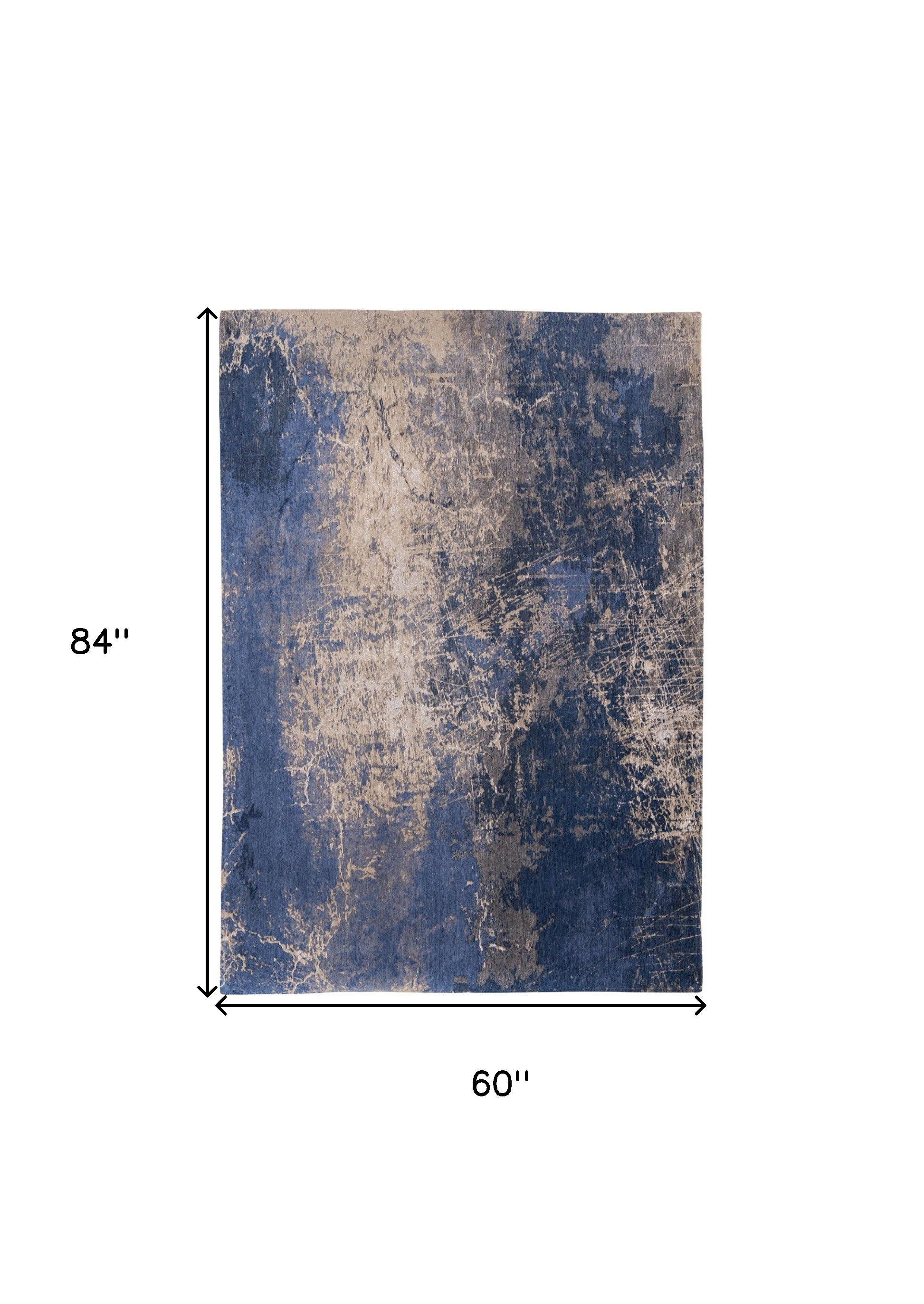 6" X 8" Blue and Gray Abstract Non Skid Area Rug