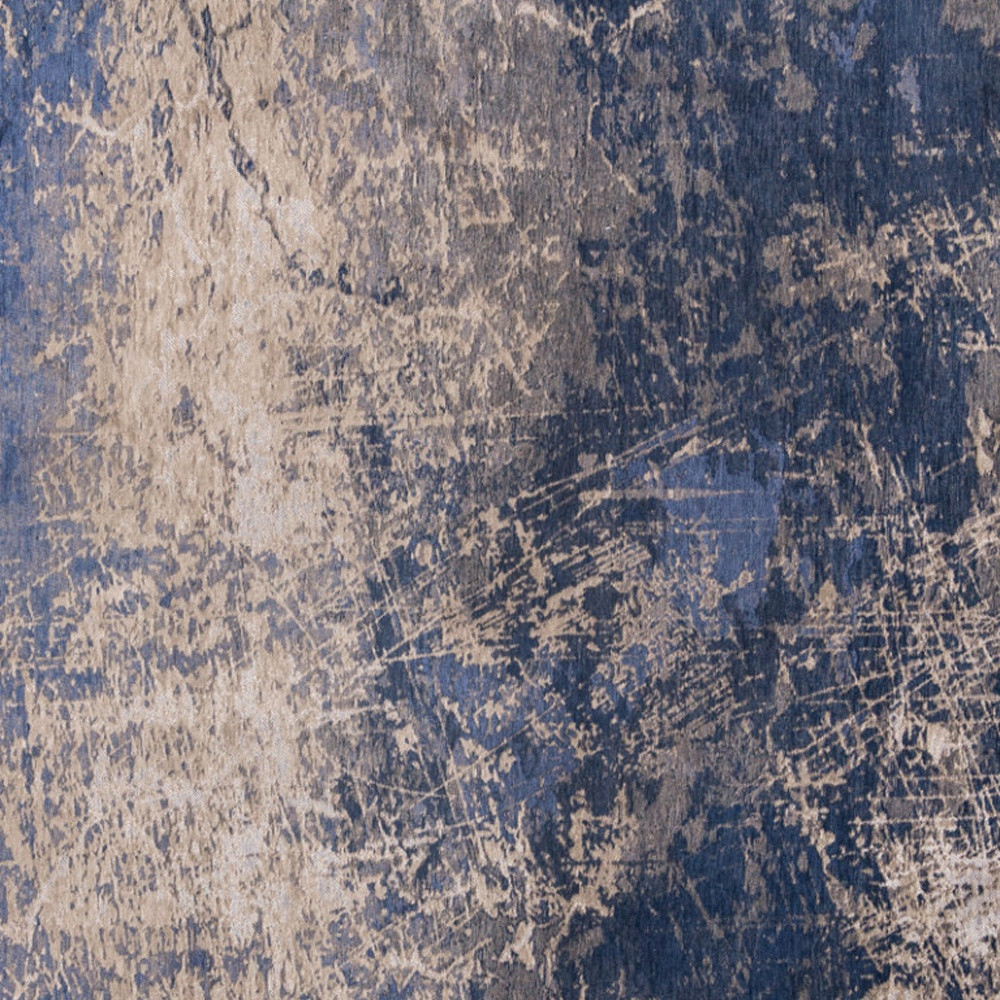 6" X 8" Blue and Gray Abstract Non Skid Area Rug