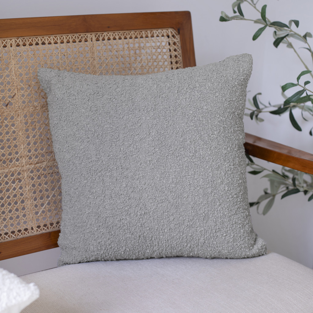 24" Gray Throw Pillow With Shag