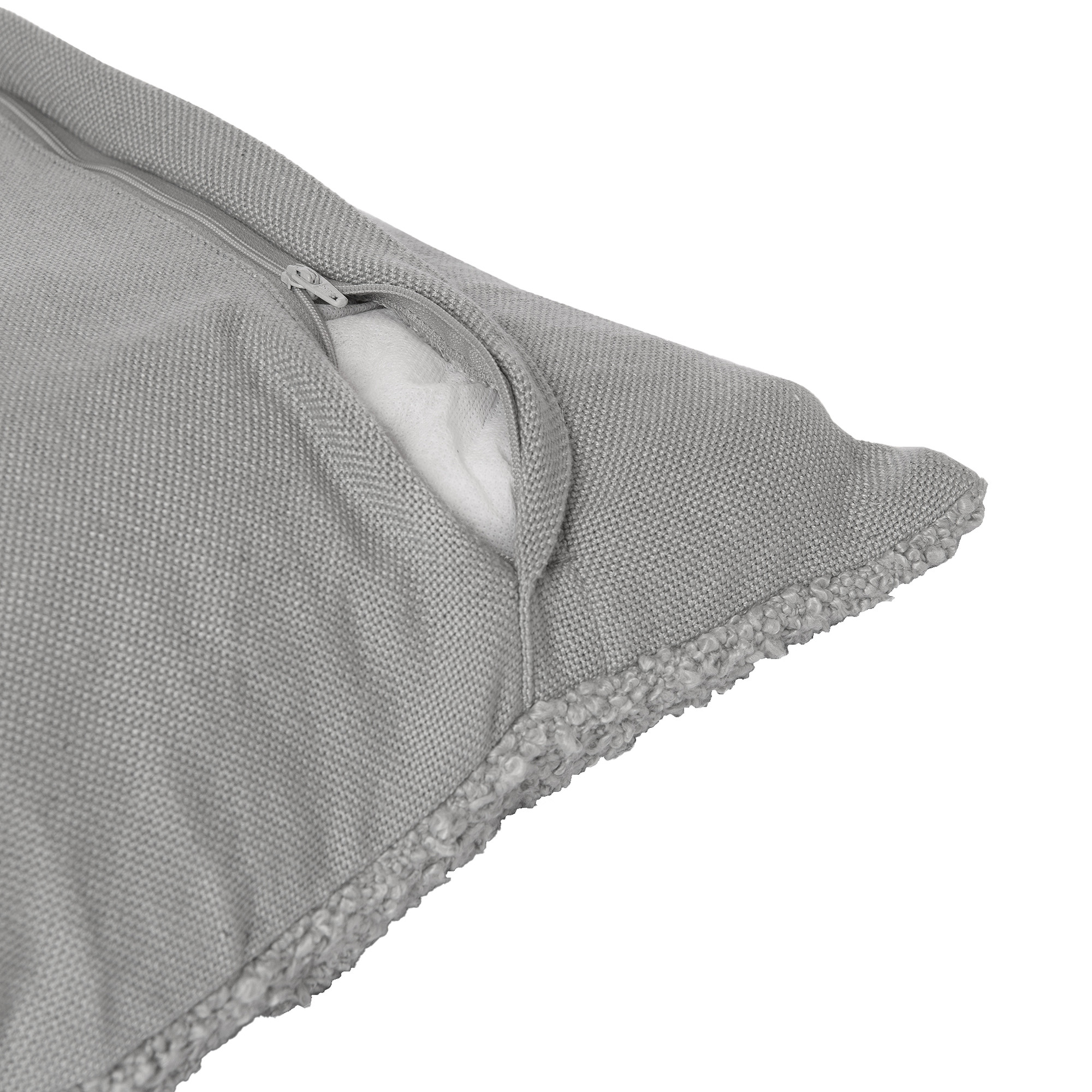 24" Gray Throw Pillow With Shag