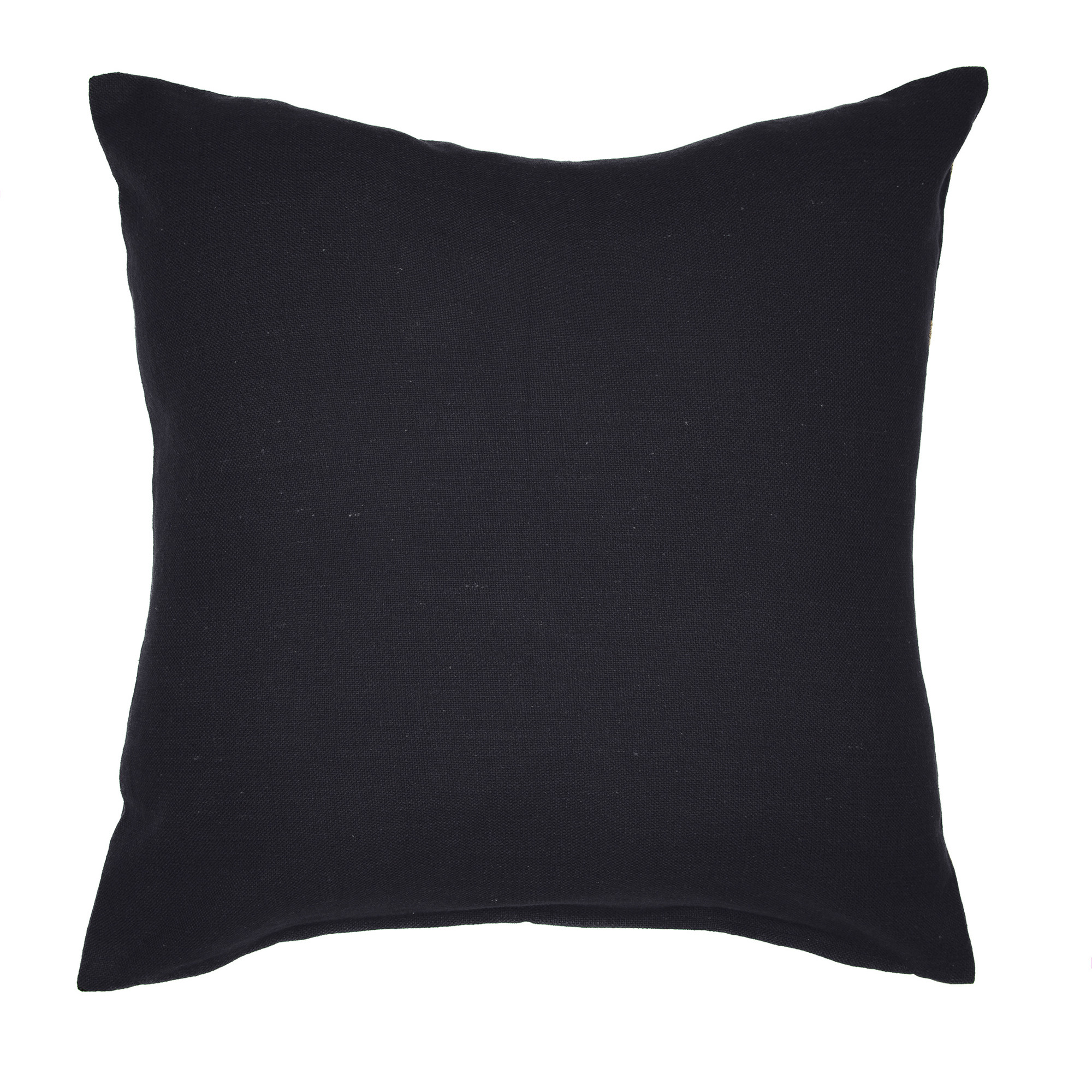 24" Beige and Black Geometric Cotton Blend Throw Pillow With Embroidery