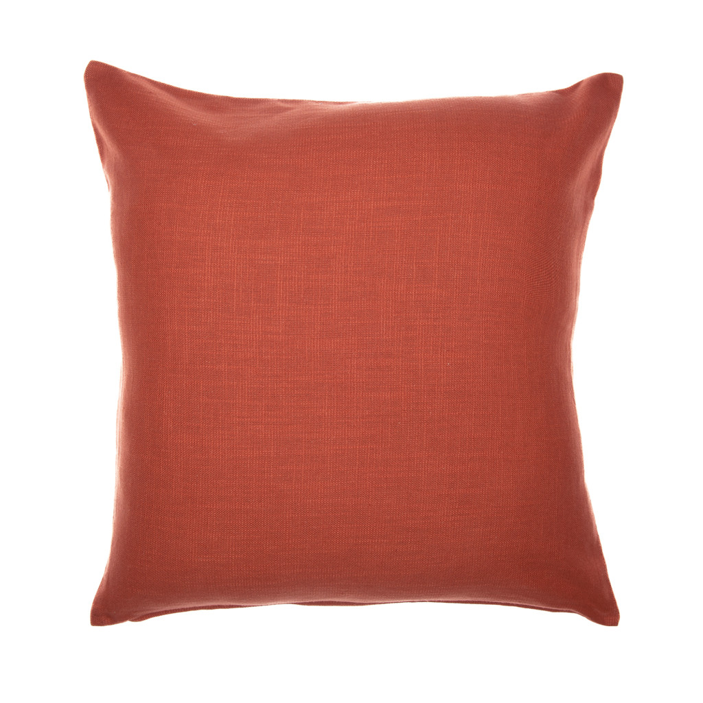 24" Orange and Ivory Geometric Cotton Blend Throw Pillow  With Embroidery
