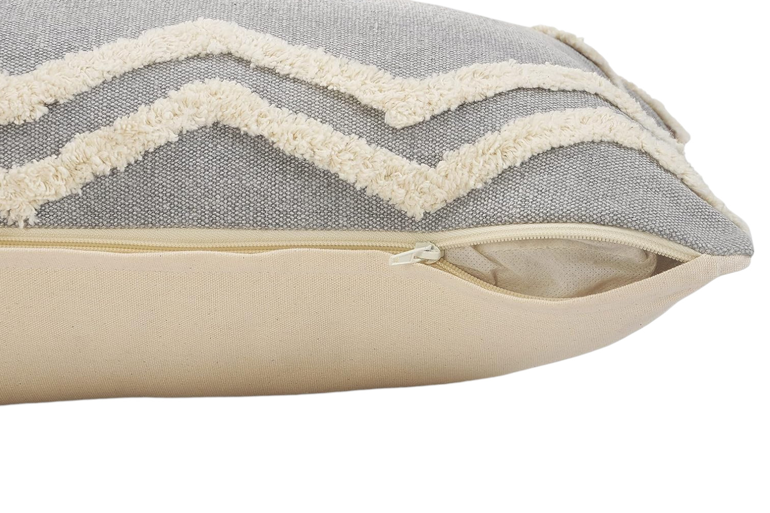 16" X 24" Gray Chevron Cotton Lumbar Throw Pillow