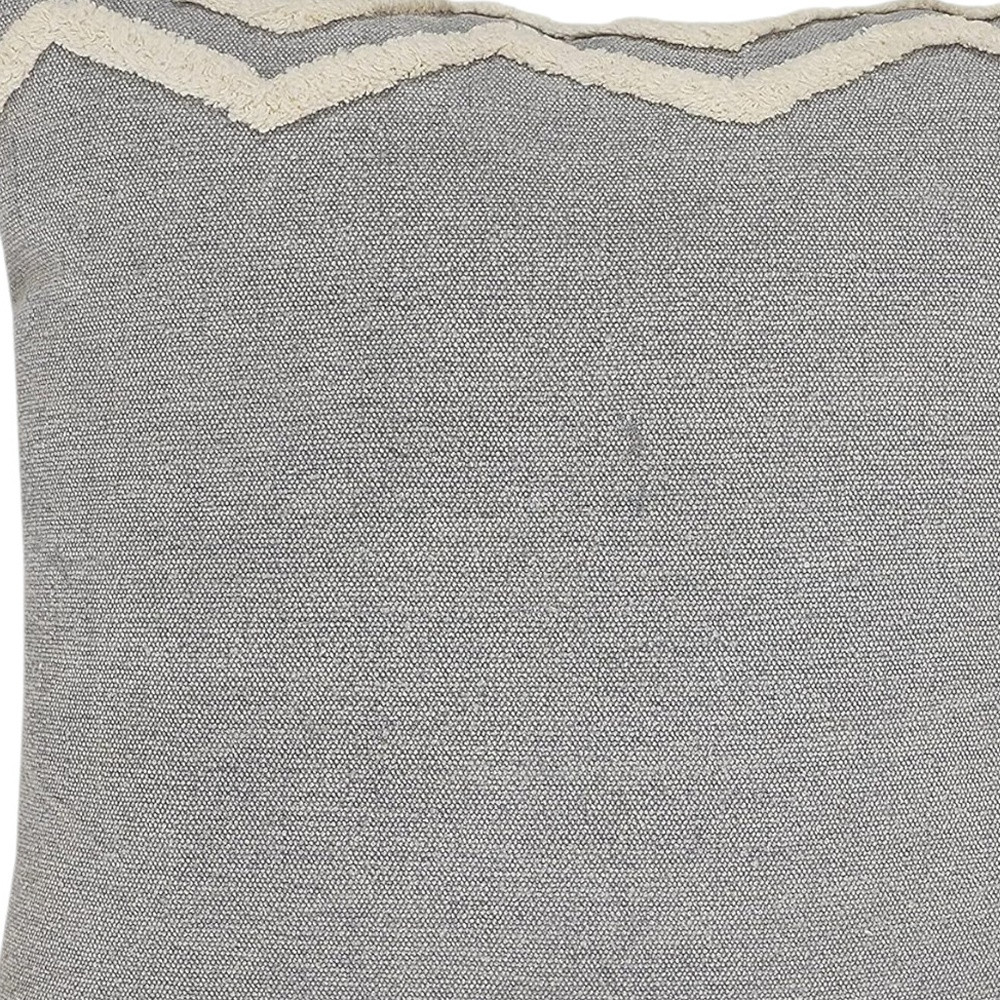 16" X 24" Gray Chevron Cotton Lumbar Throw Pillow