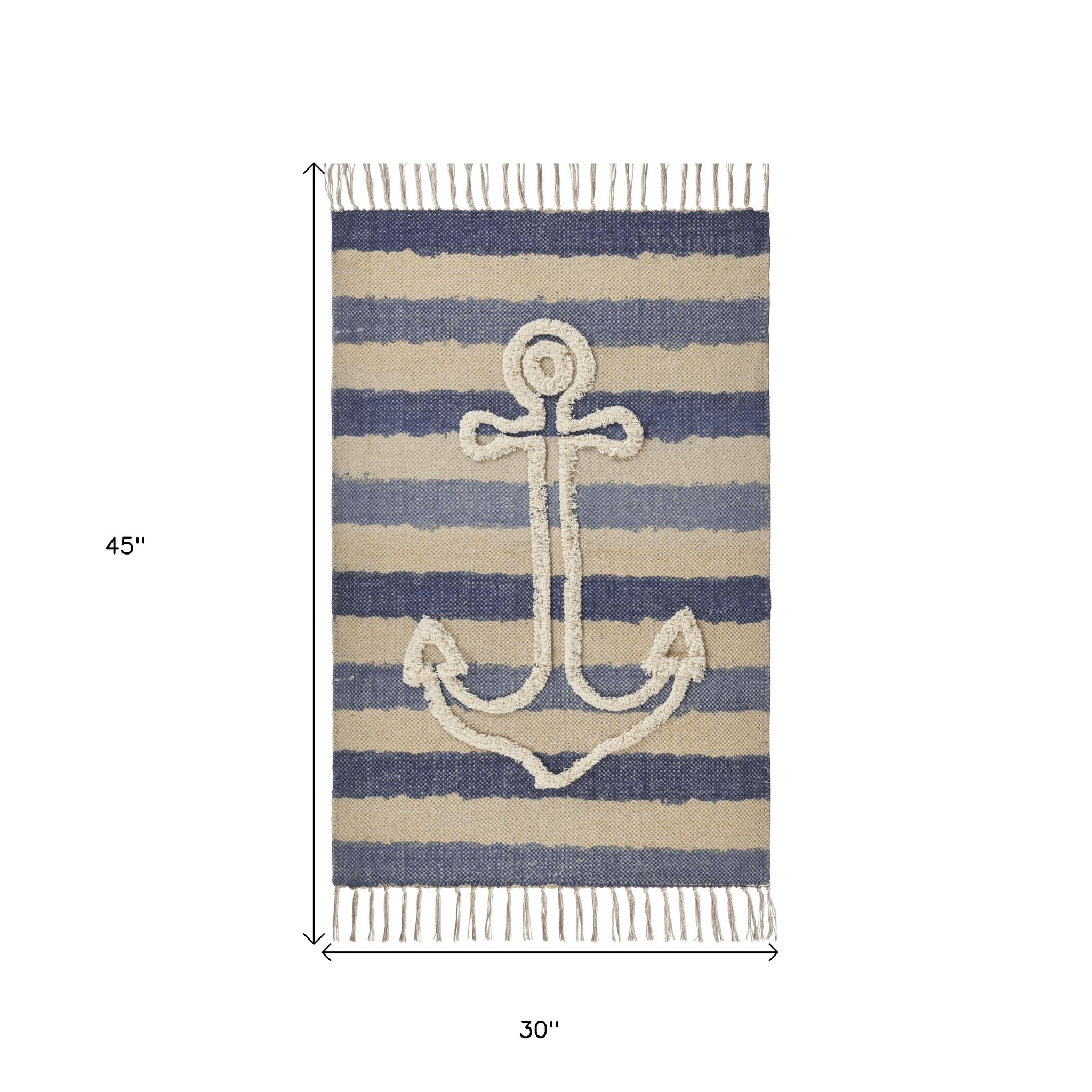3" X 4" Blue Abstract Hand Woven Area Rug