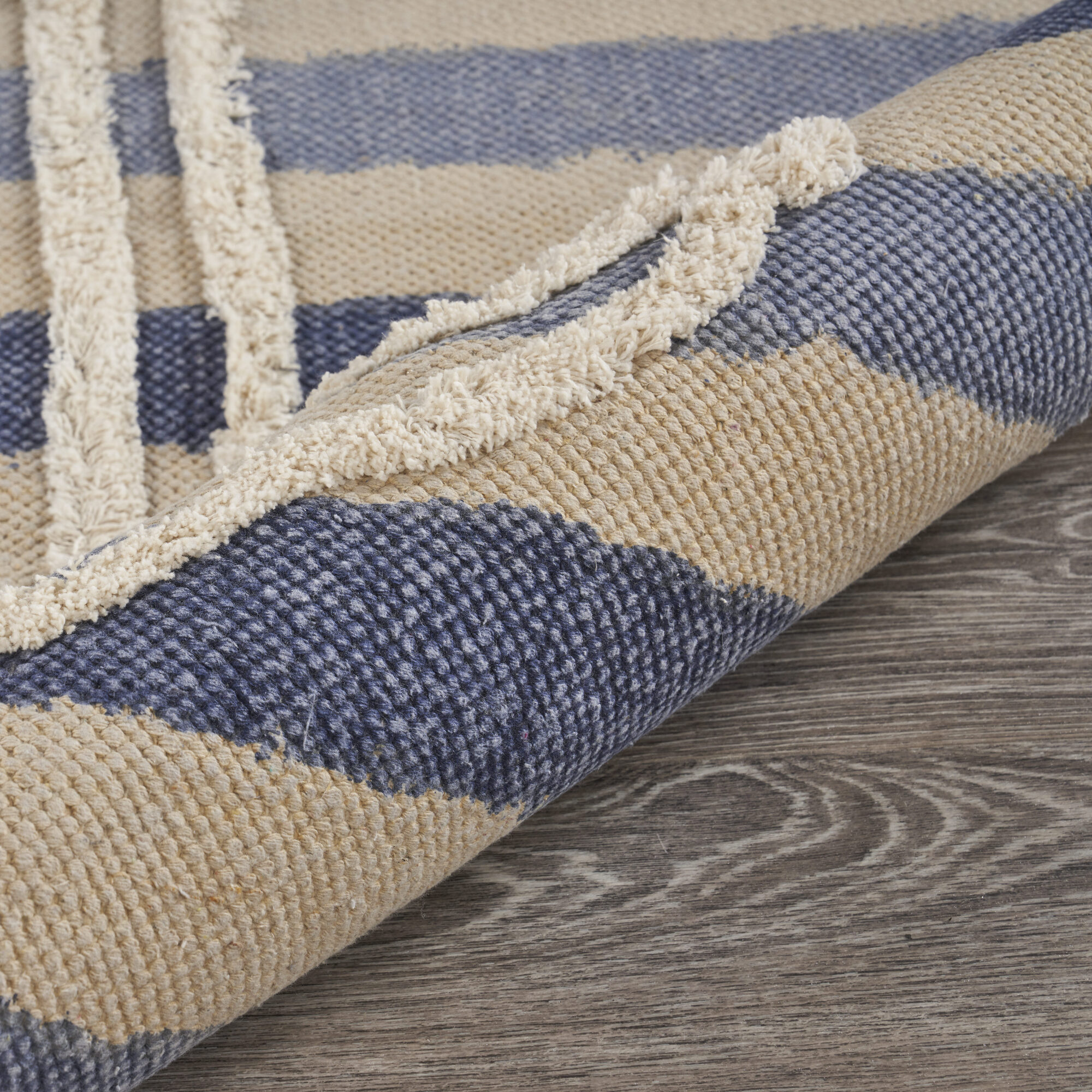 3" X 4" Blue Abstract Hand Woven Area Rug