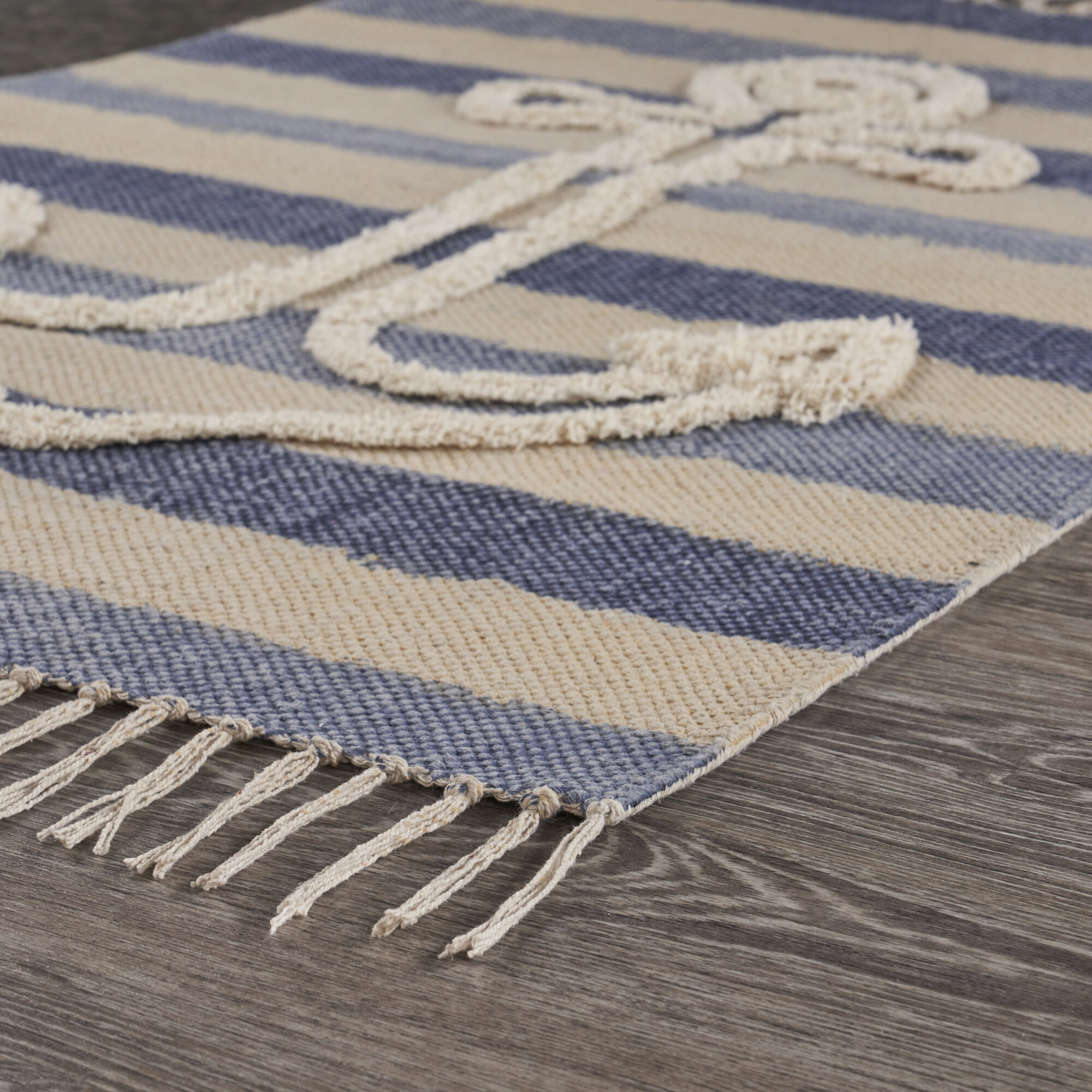 3" X 4" Blue Abstract Hand Woven Area Rug