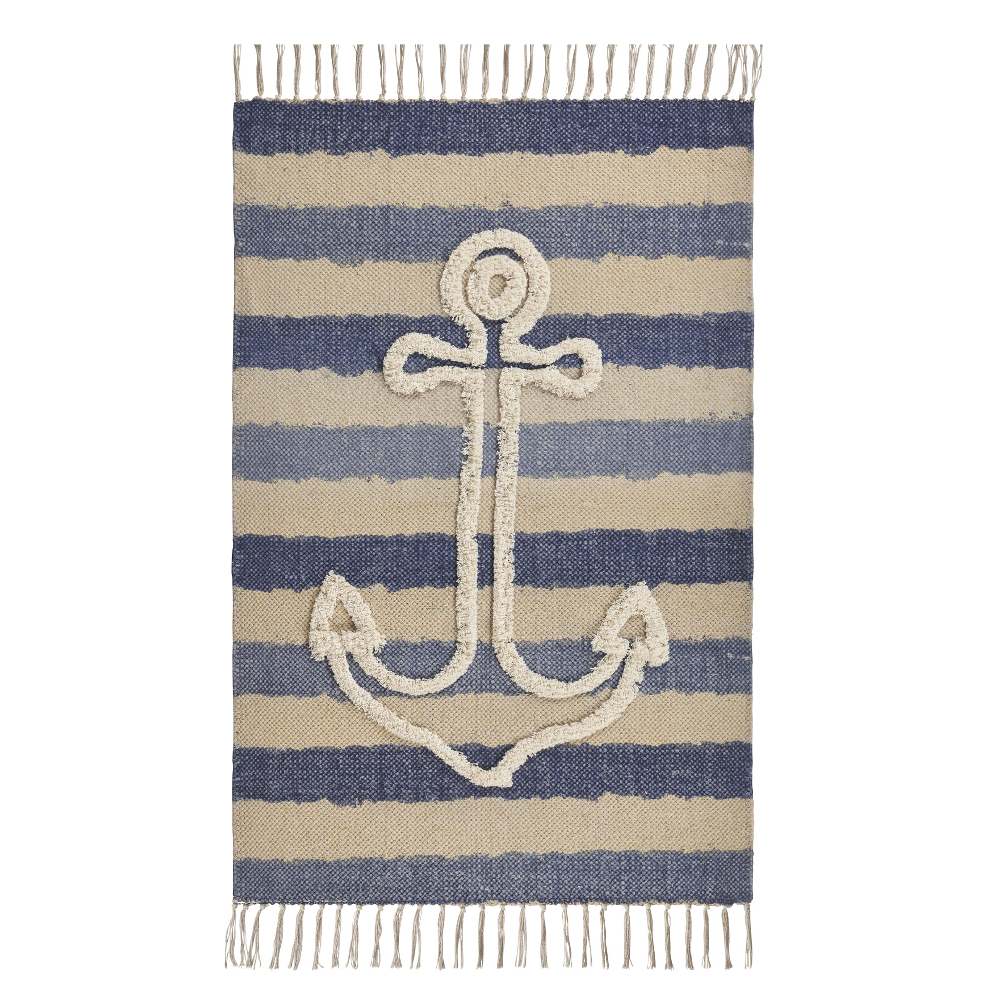 3" X 4" Blue Abstract Hand Woven Area Rug