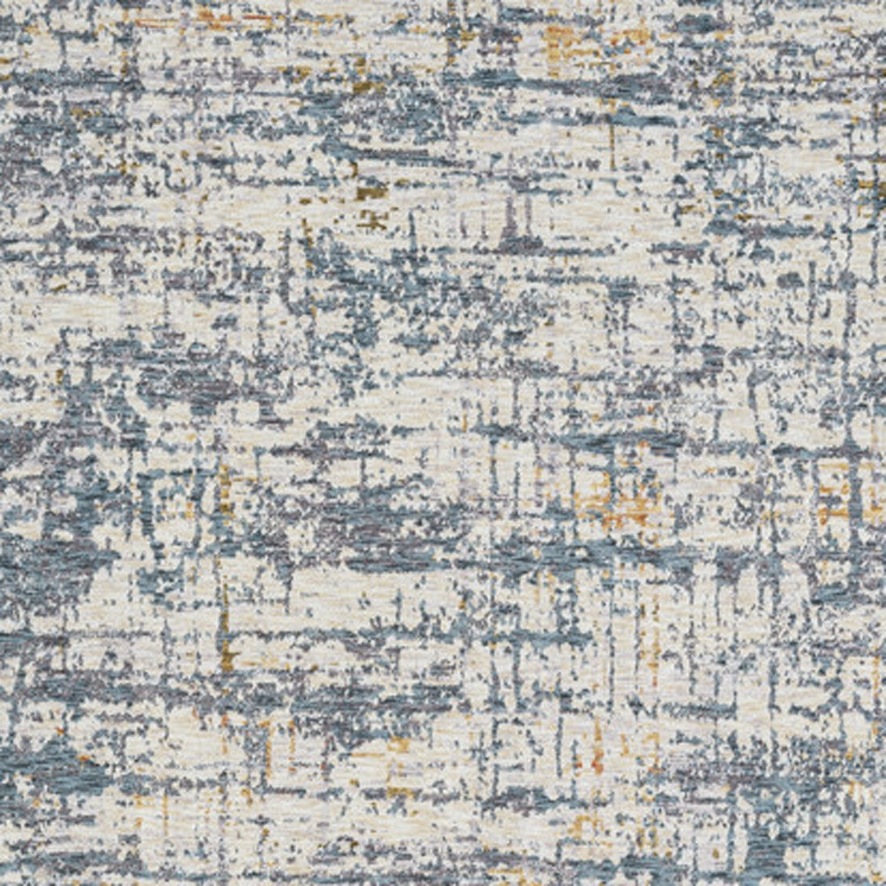 8" Runner Blue and Ivory Abstract Runner Rug