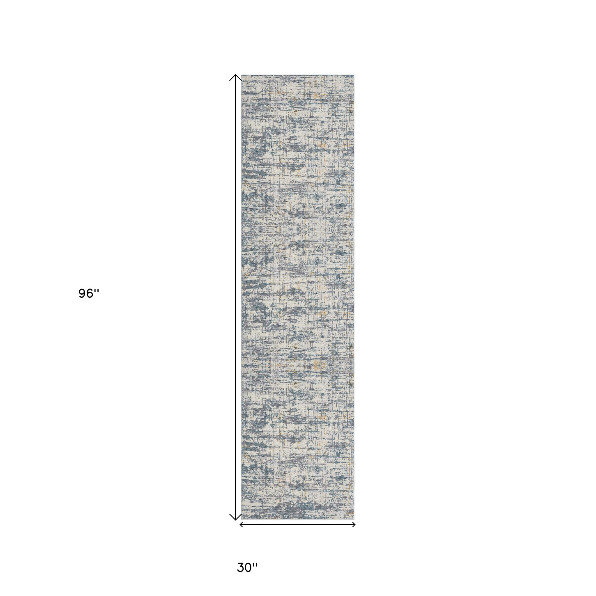 8" Runner Blue and Ivory Abstract Runner Rug