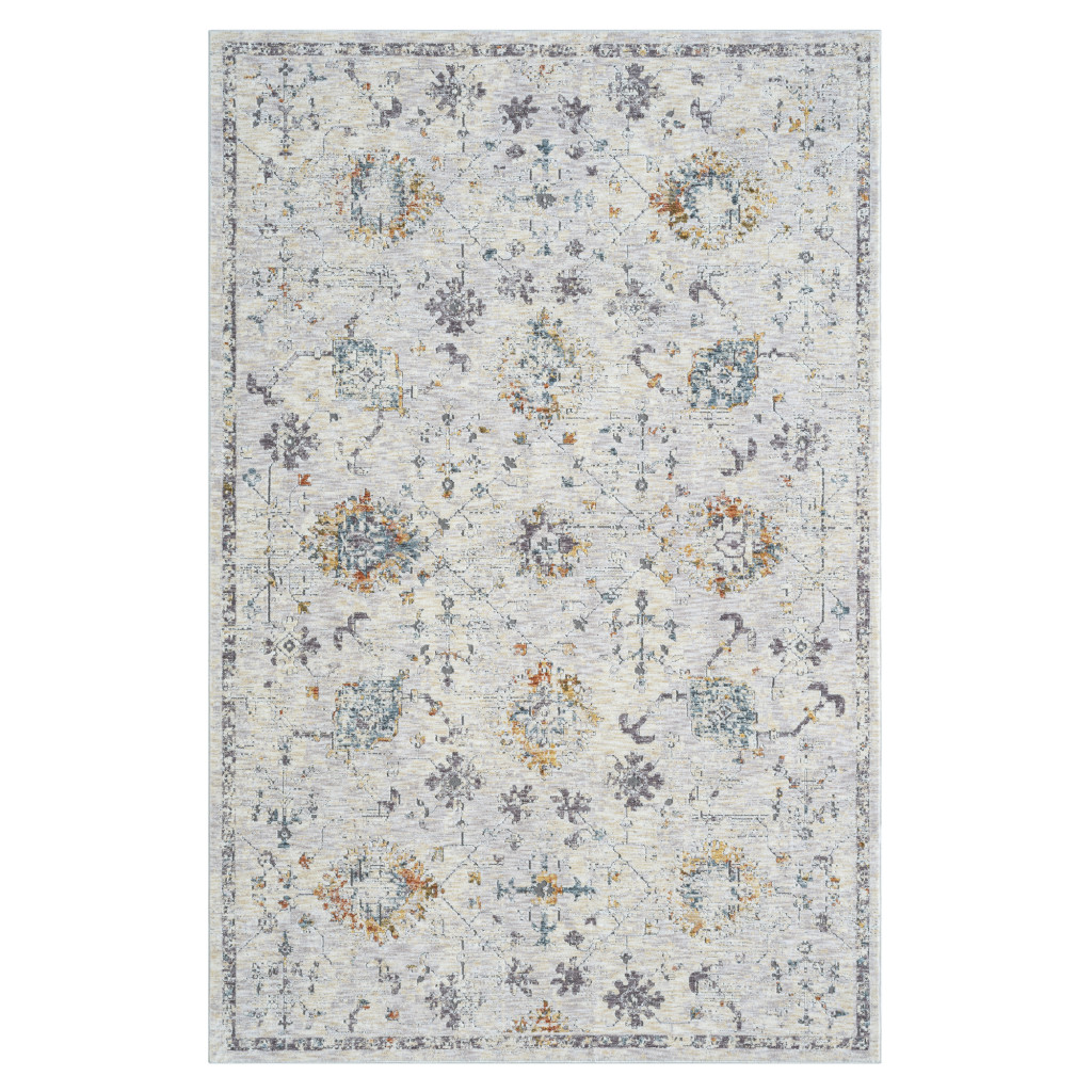2" X 3" Ivory and Blue Floral Area Rug