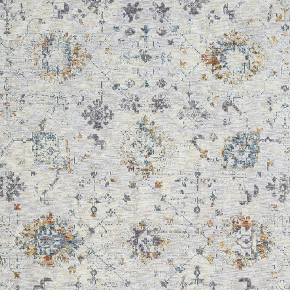 2" X 3" Ivory and Blue Floral Area Rug