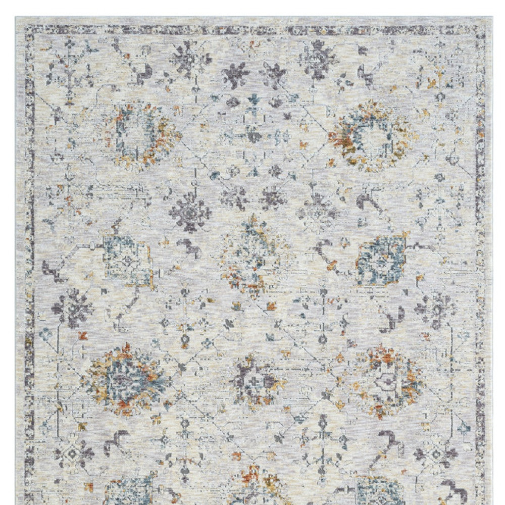2" X 3" Ivory and Blue Floral Area Rug