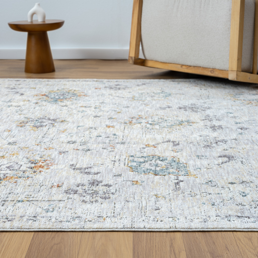 2" X 3" Ivory and Blue Floral Area Rug