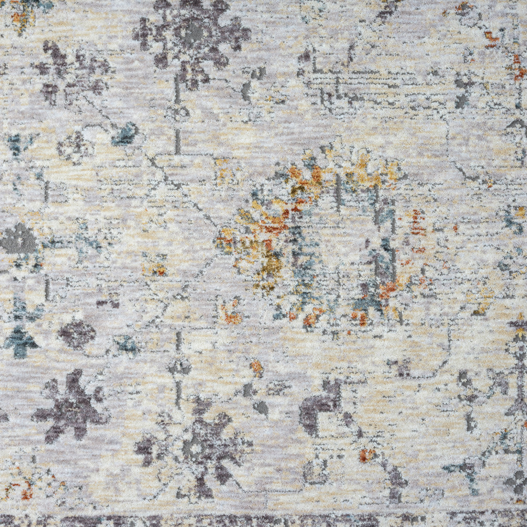 2" X 3" Ivory and Blue Floral Area Rug