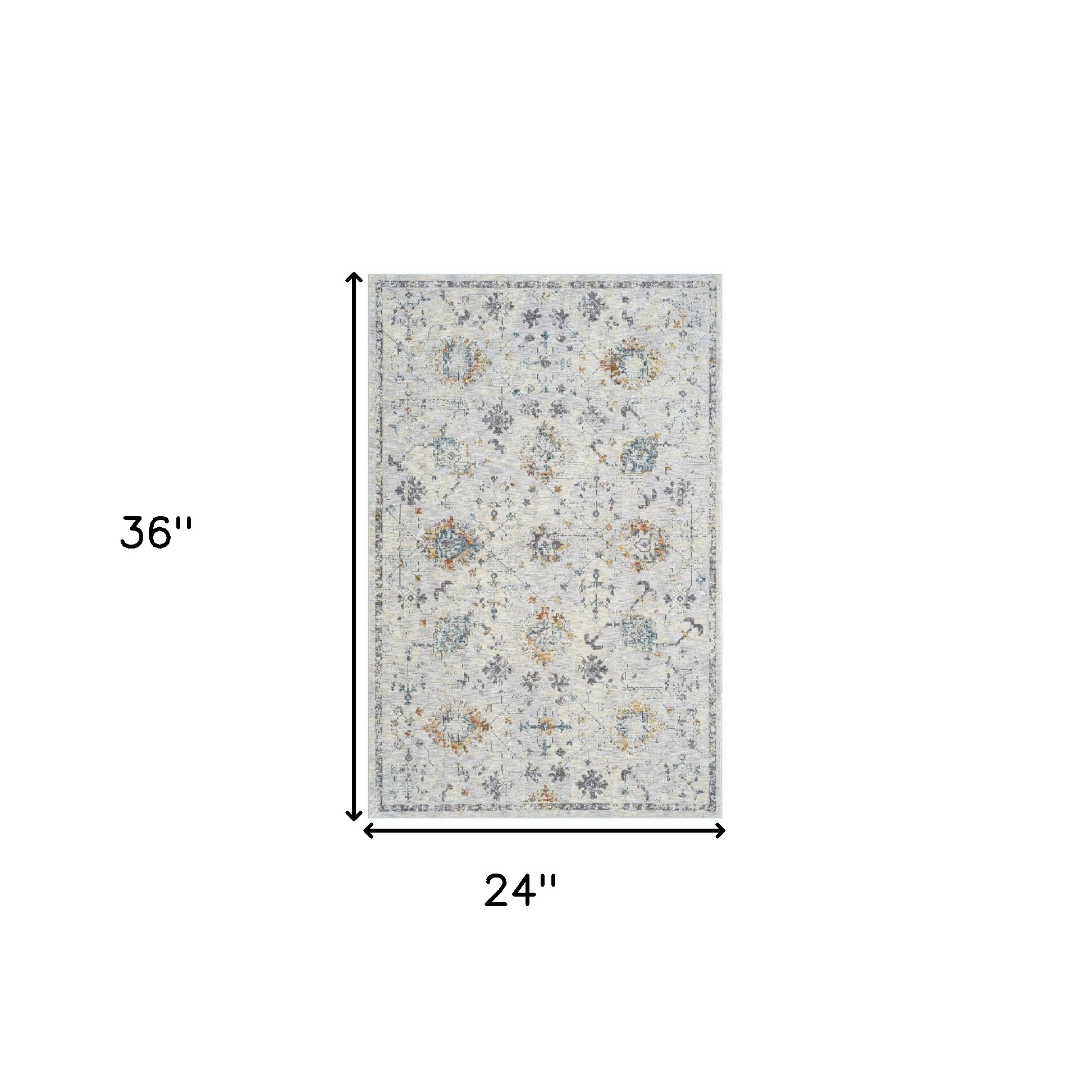 2" X 3" Ivory and Blue Floral Area Rug