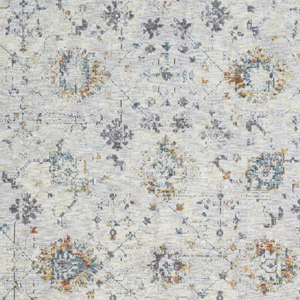 8" X 10" Ivory and Blue Floral Area Rug