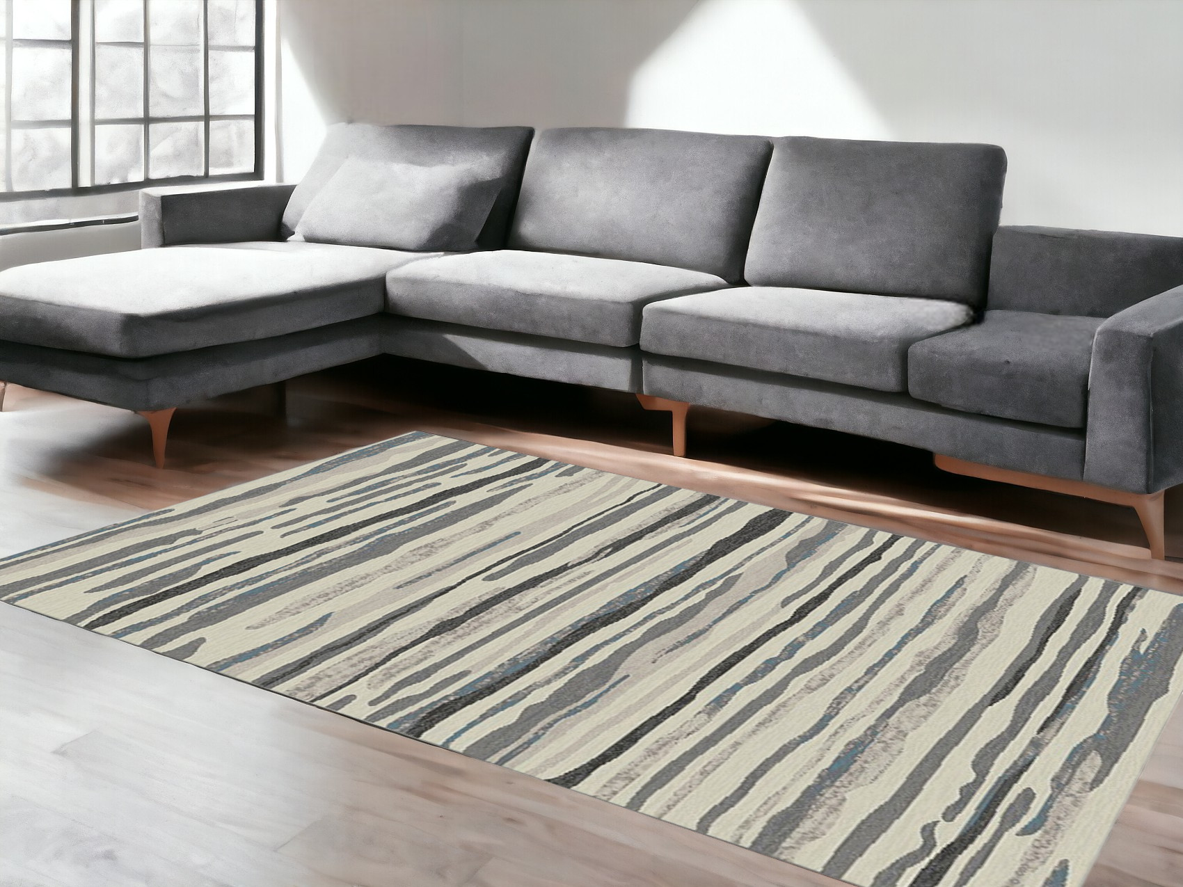 5' x 8' Beige and Gray Abstract Area Rug-552162-1