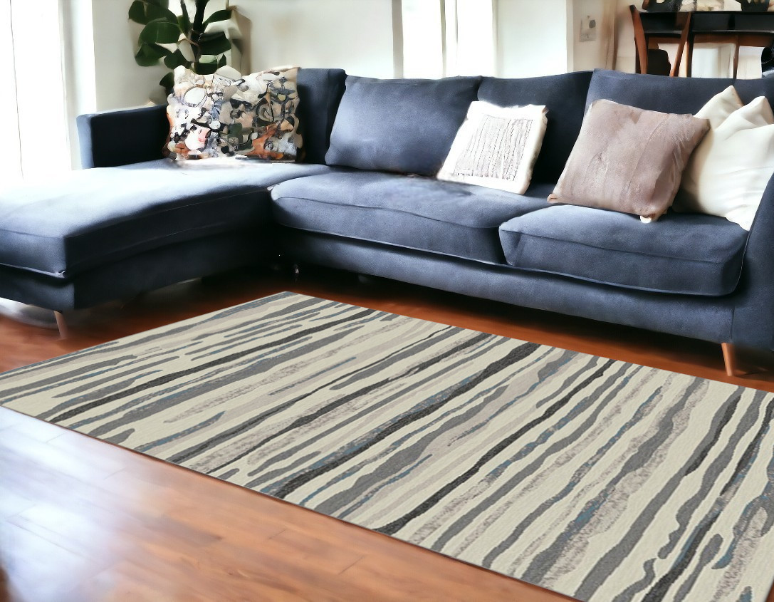 8' x 10' Beige and Gray Abstract Area Rug-552163-1