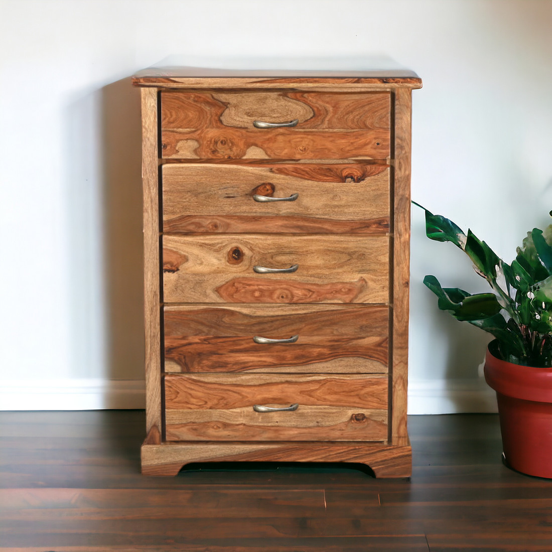 51" Brown Solid Wood Live Edge Five Drawer Standard Chest-552247-1