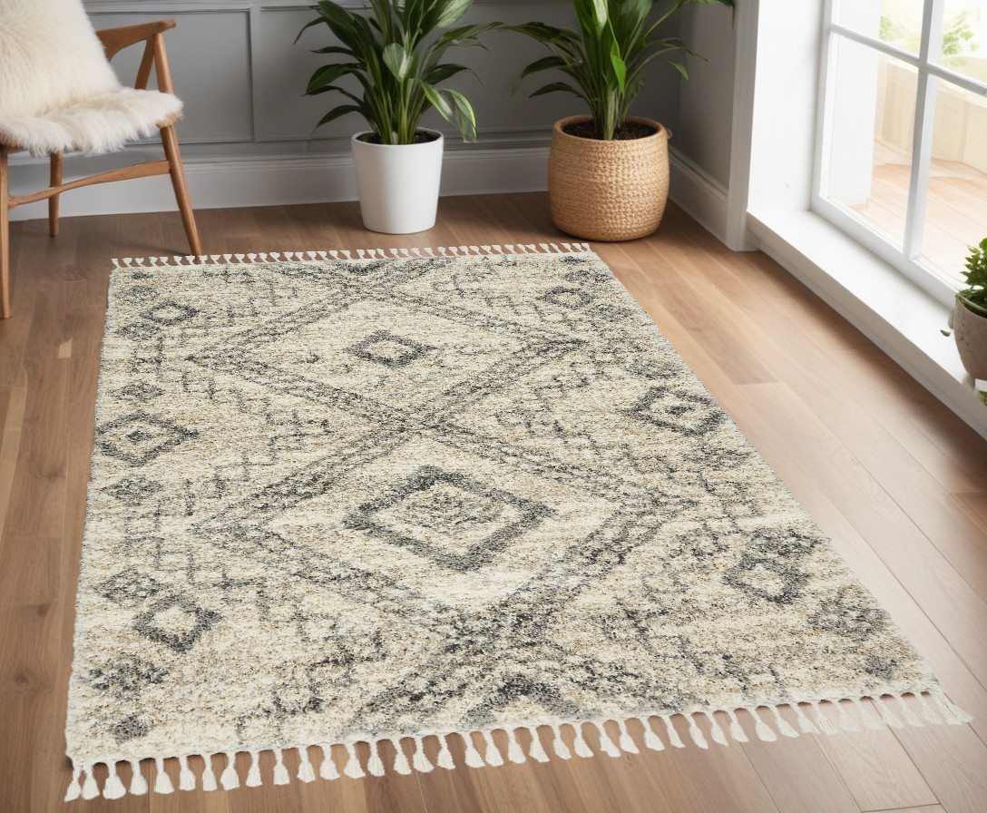 4' x 6' Blue Geometric Power Loom Area Rug-552483-1