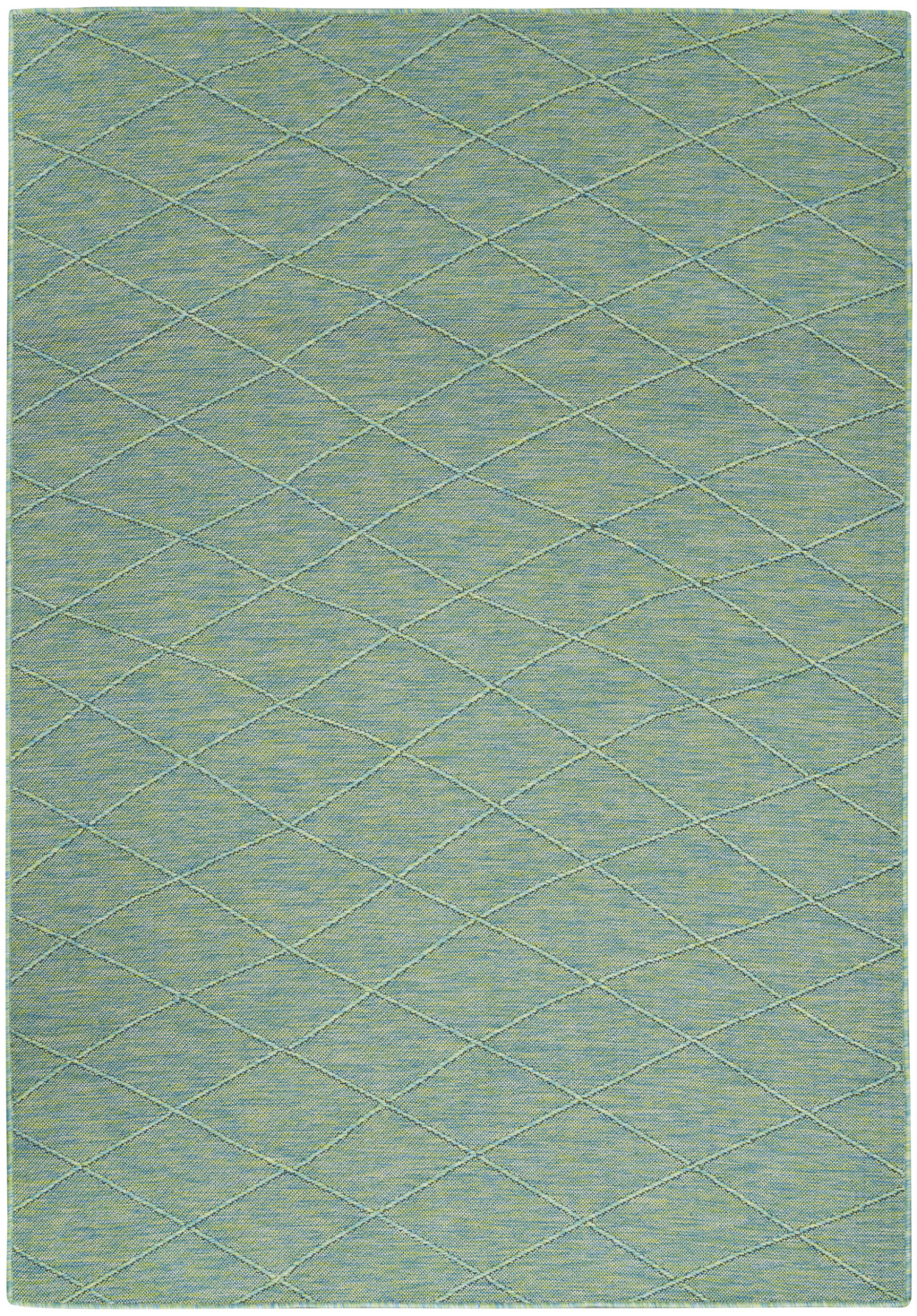 4" X 6" Blue Geometric Power Loom Non Skid Area Rug